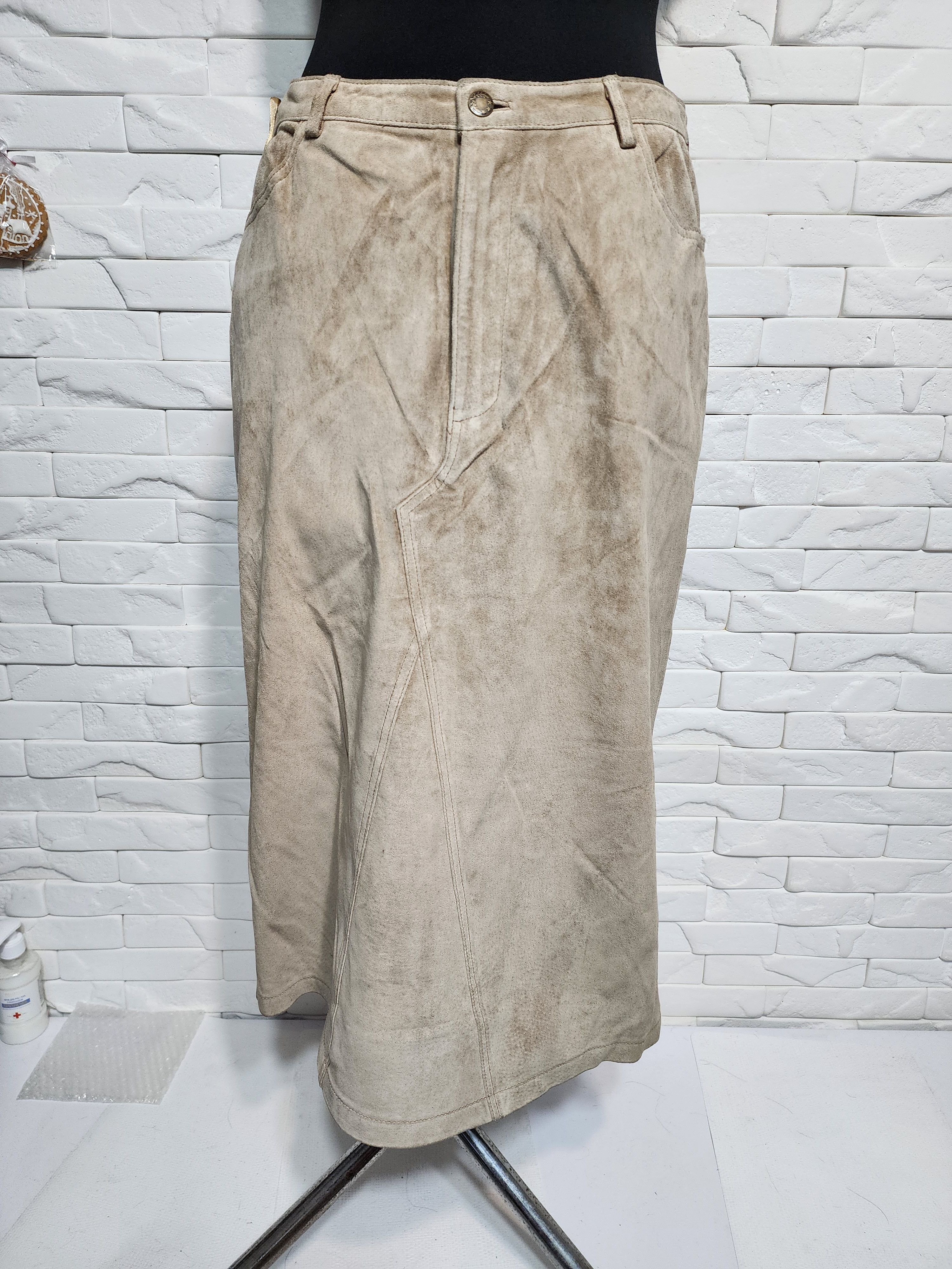 Other Beige Leather Skirt: Skirt.with Pockets Size 32" / US 10 / IT 46 - 1 Thumbnail
