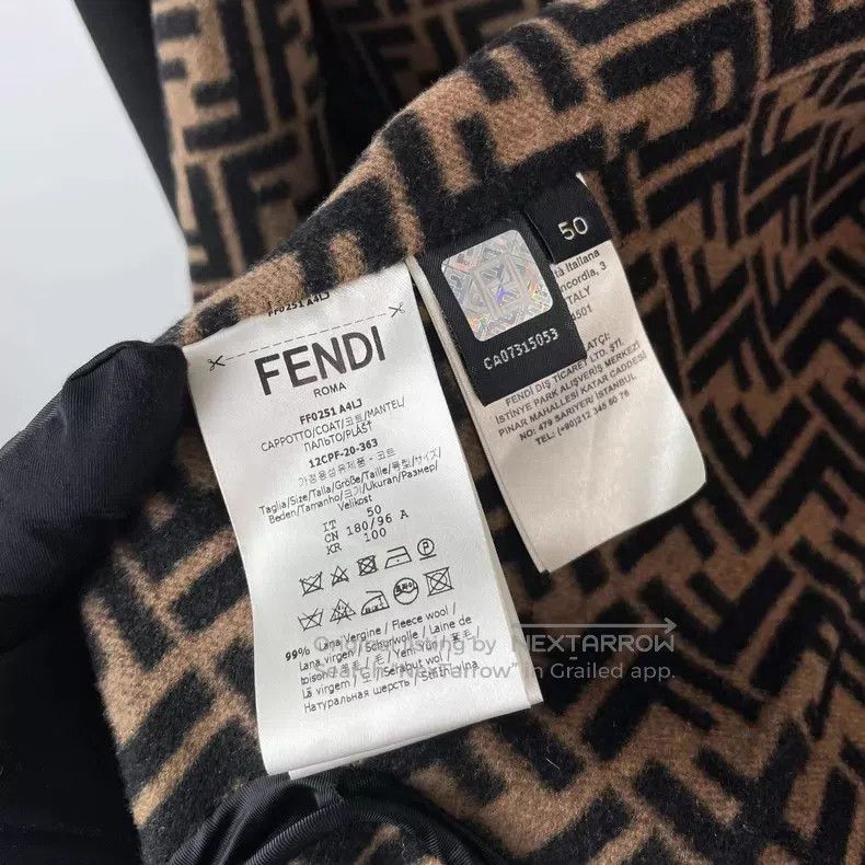Fendi Fendi Fully Printed Black Wool Long Coat Size US M / EU 48-50 / 2 - 5 Thumbnail