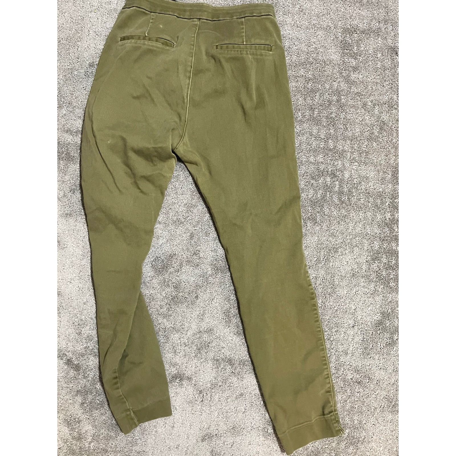 H&M H&M Women's Chino Pants Size 12 Green Cotton Elastic Waist Regular Size 34" / US 12 / IT 48 - 3 Thumbnail