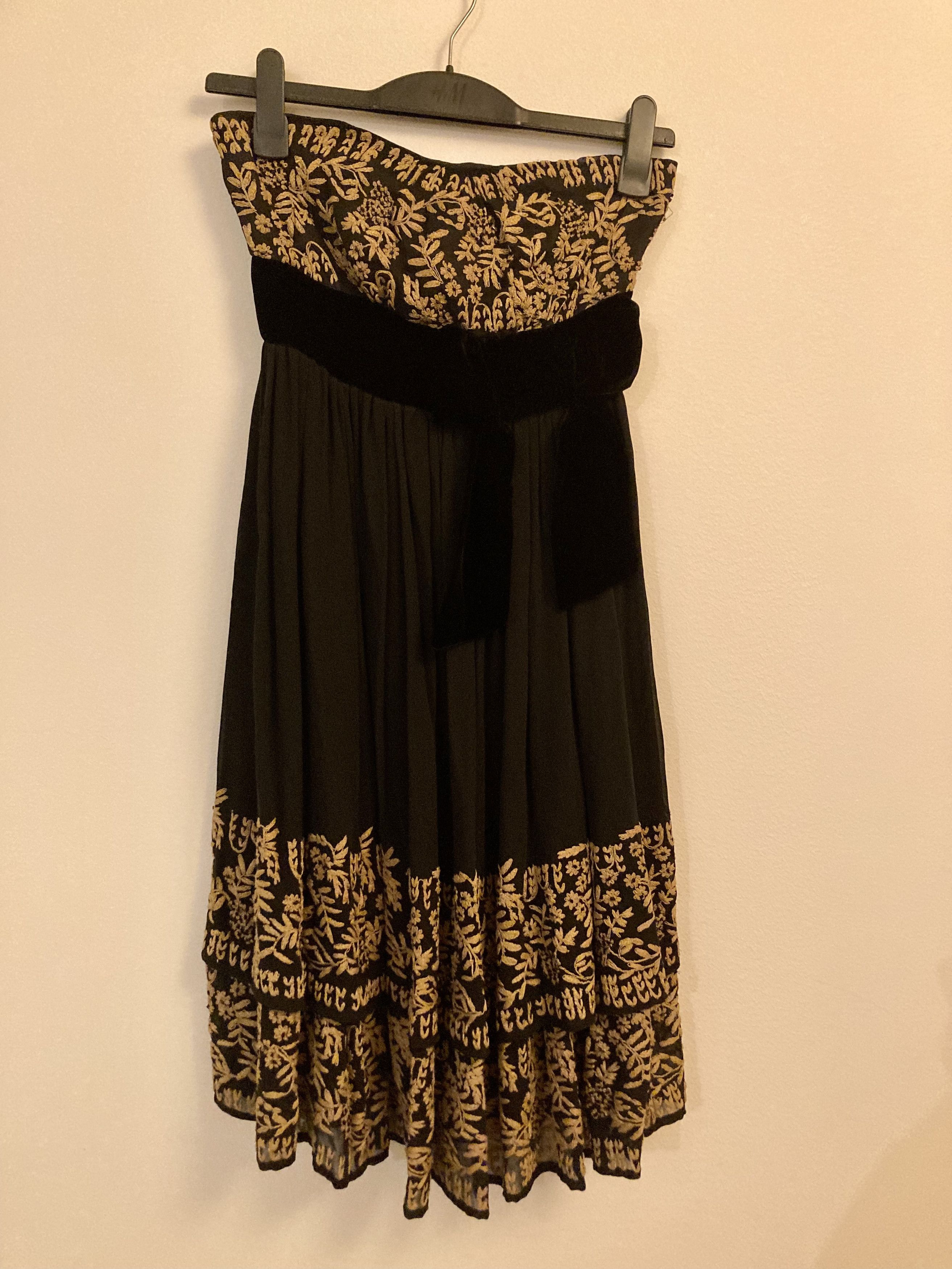image of Silk Dress in Black/Beige, Women's (Size XS)