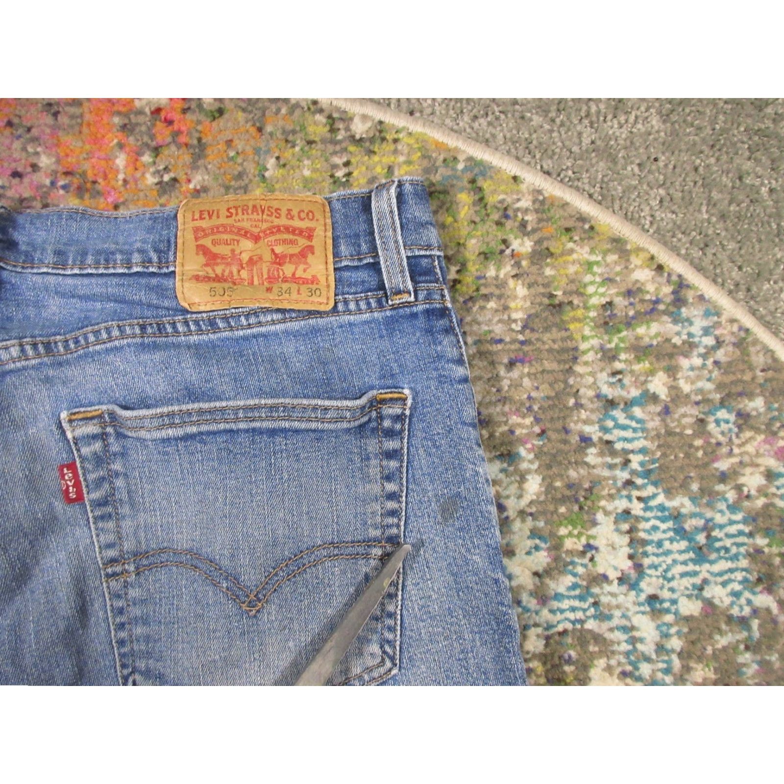 Levi's Levi's 505 Jeans 34x30 Blue Stretch Denim Regular Fit Straight Leg Men Size US 34 / EU 50 - 5 Thumbnail