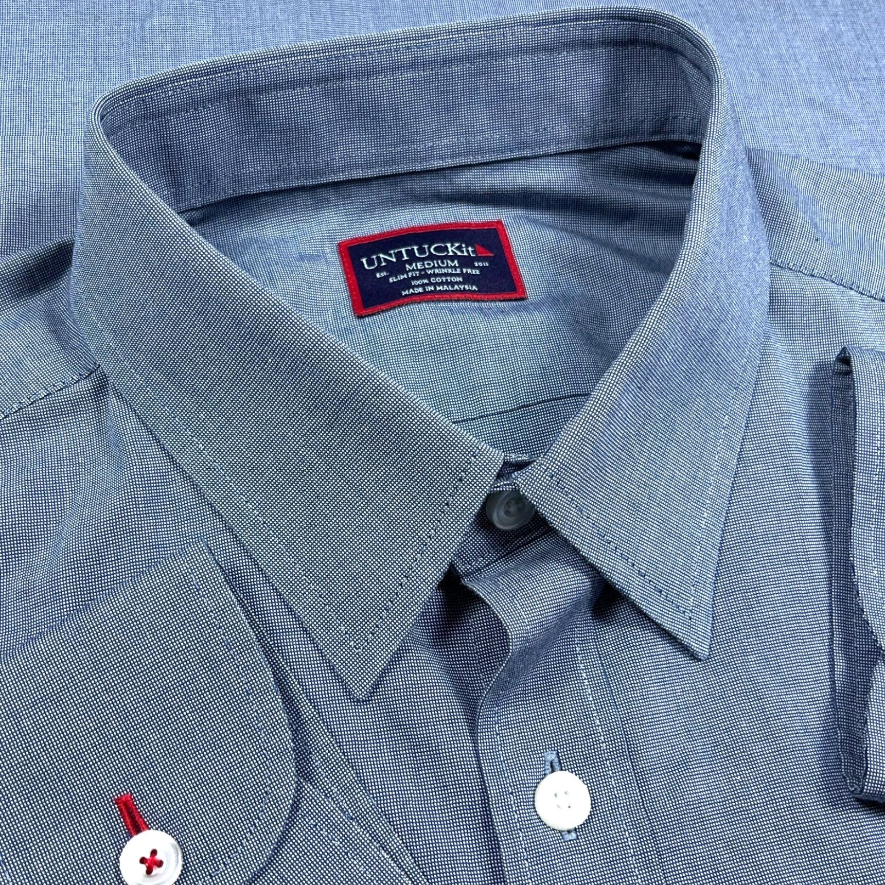 UNTUCKit UNTUCKit Shirt Men Medium Blue Button Up Slim Fit Dress Casual Cotton Pocket Shirt Size US M / EU 48-50 / 2 - 4 Thumbnail