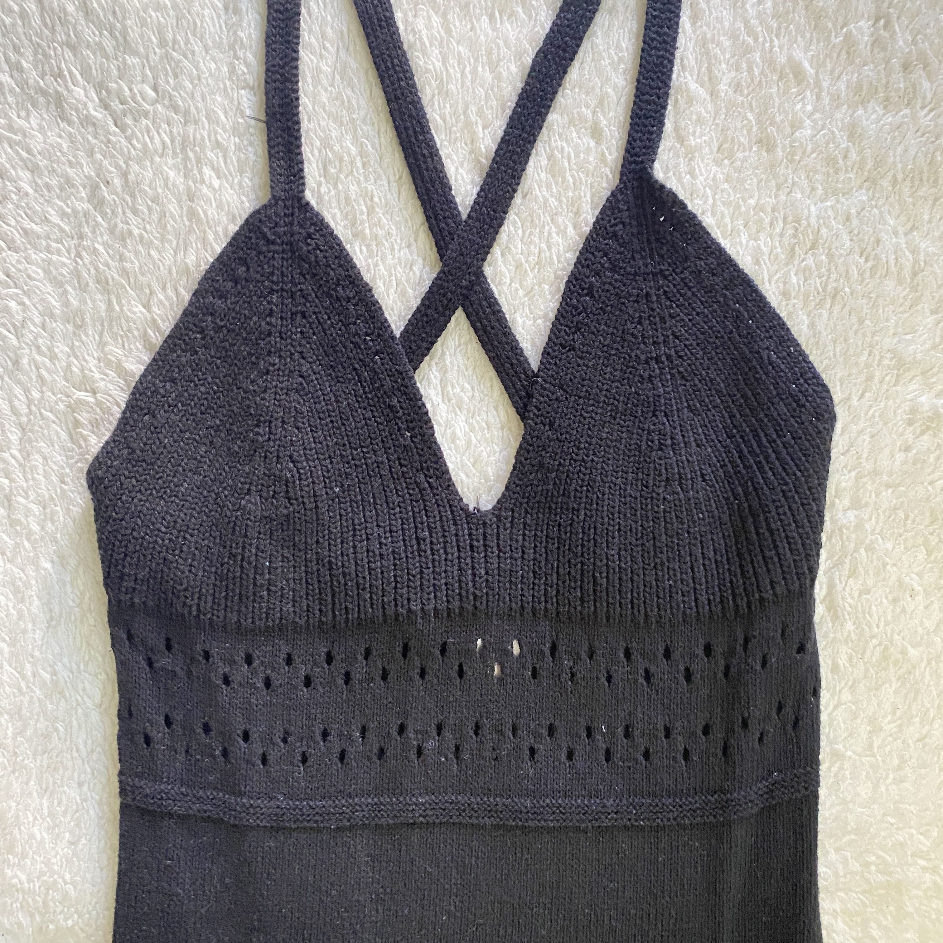 H&M H&M Divided Black Knitted Cotton Strappy Dress – Size Small Size S / US 4 / IT 40 - 8 Thumbnail