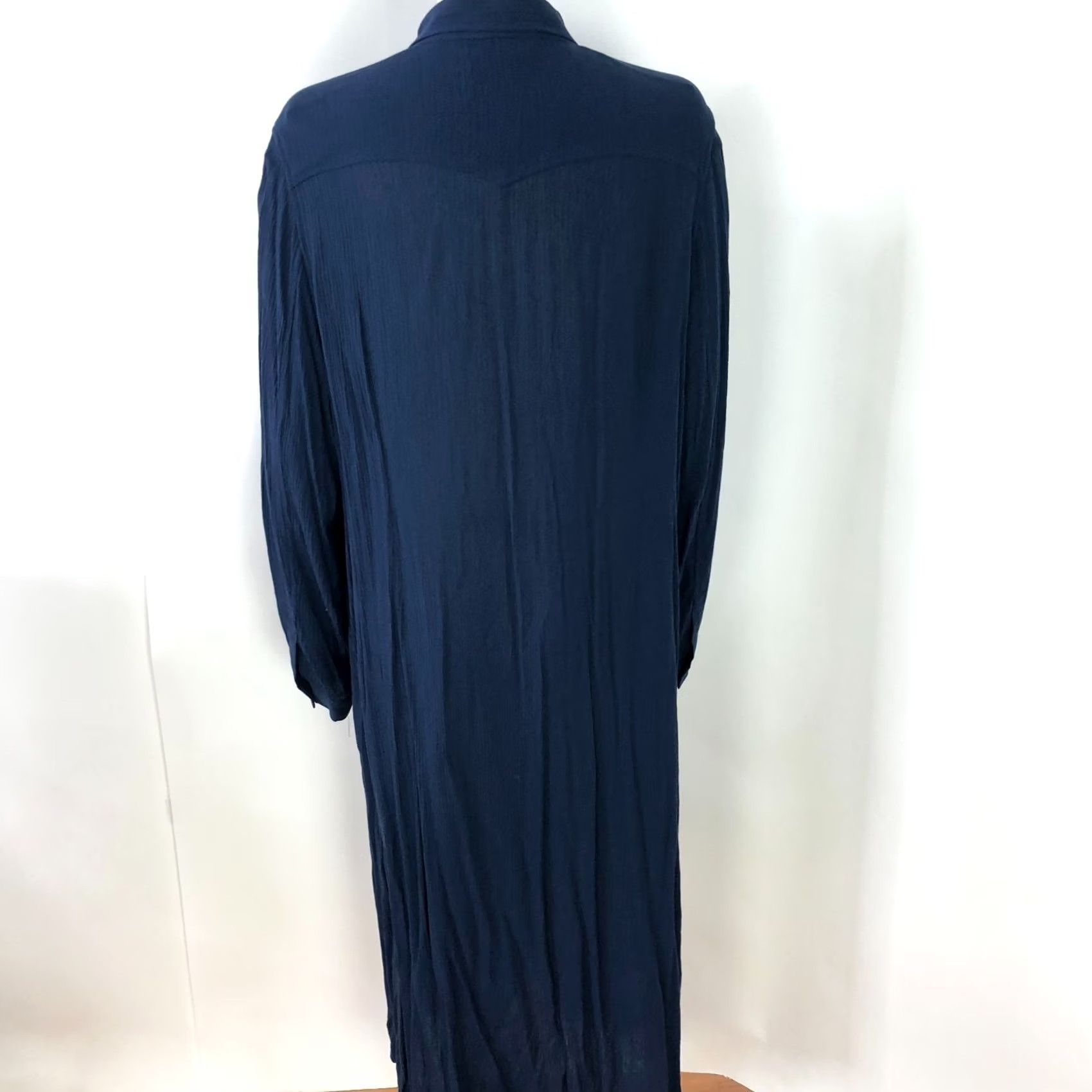 Soft Surroundings Soft Surroundings Dress Maxi Women's XL 100% Rayon Button Front Crinkle Blue Long Sleeve Round Neck Casual Summer Winter Spring Fall Size XL / US 12-14 / IT 48-50 - 5 Thumbnail