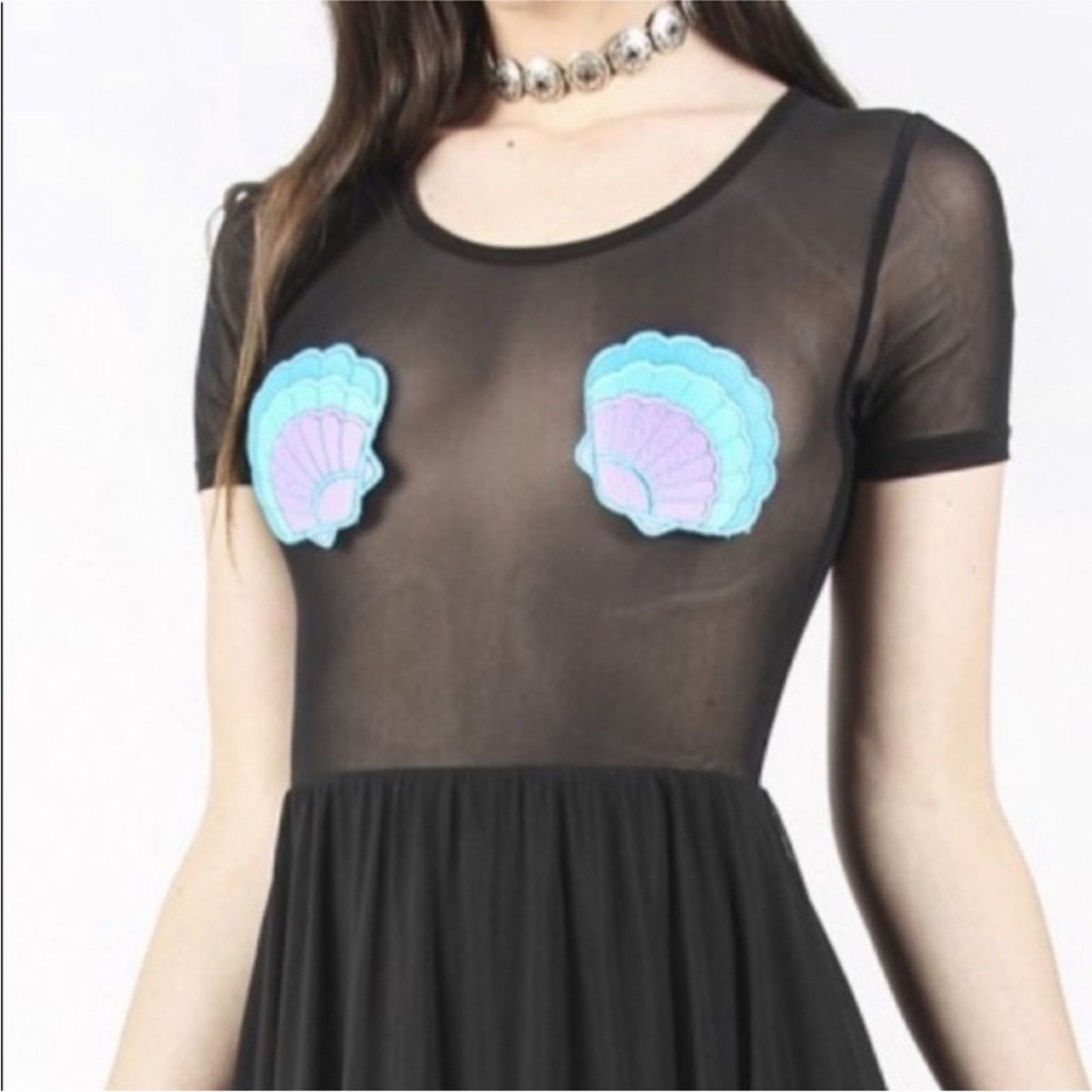 Iron Fist NEW! Iron Fist Mermaid For Life Sheer Black Midi Dress L Size L / US 10 / IT 46 - 10 Thumbnail