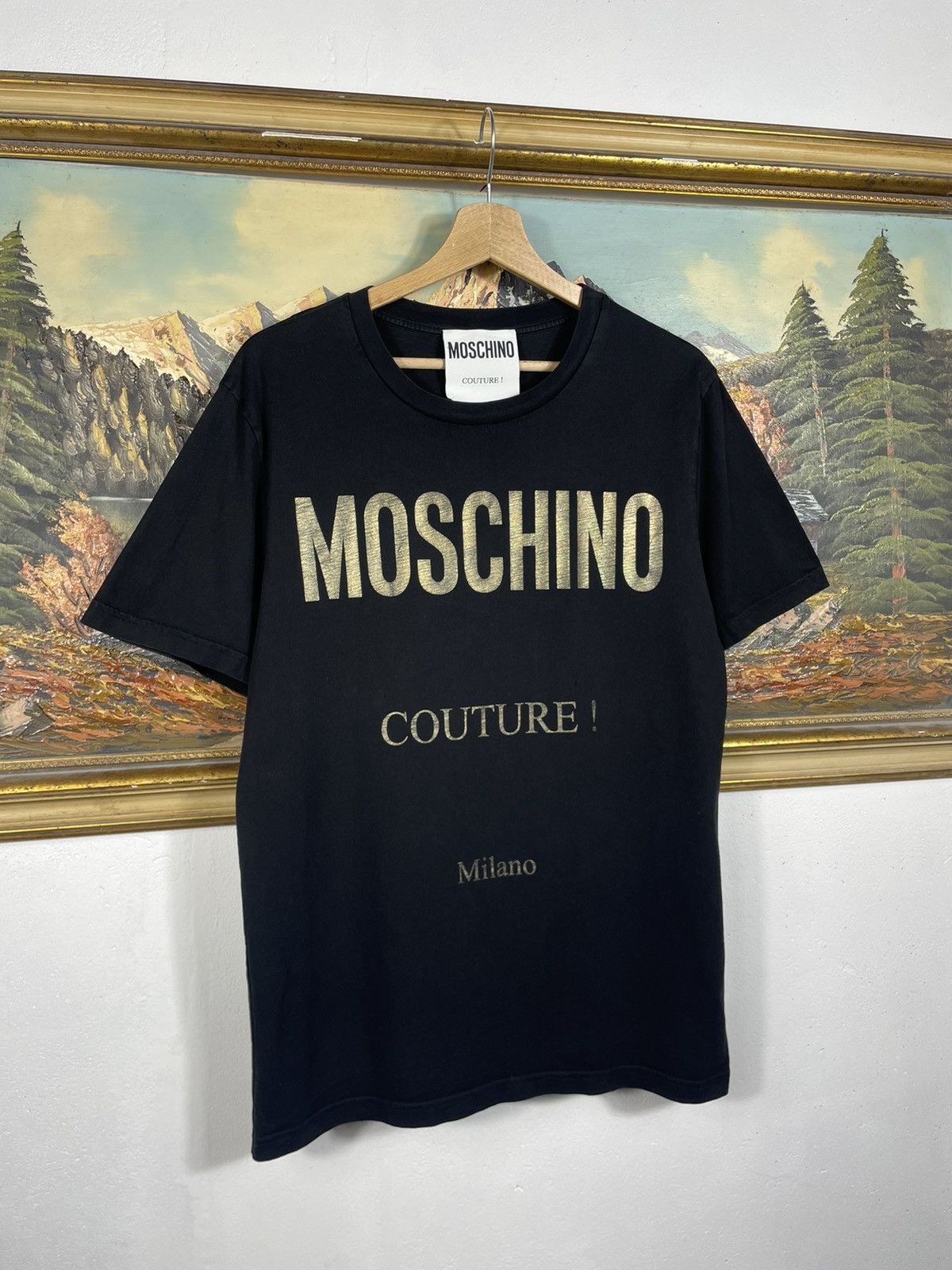 Designer × Moschino Moschino Couture Big Logo Black T-shirt Tee Luxury Designer Size US M / EU 48-50 / 2 - 3 Thumbnail