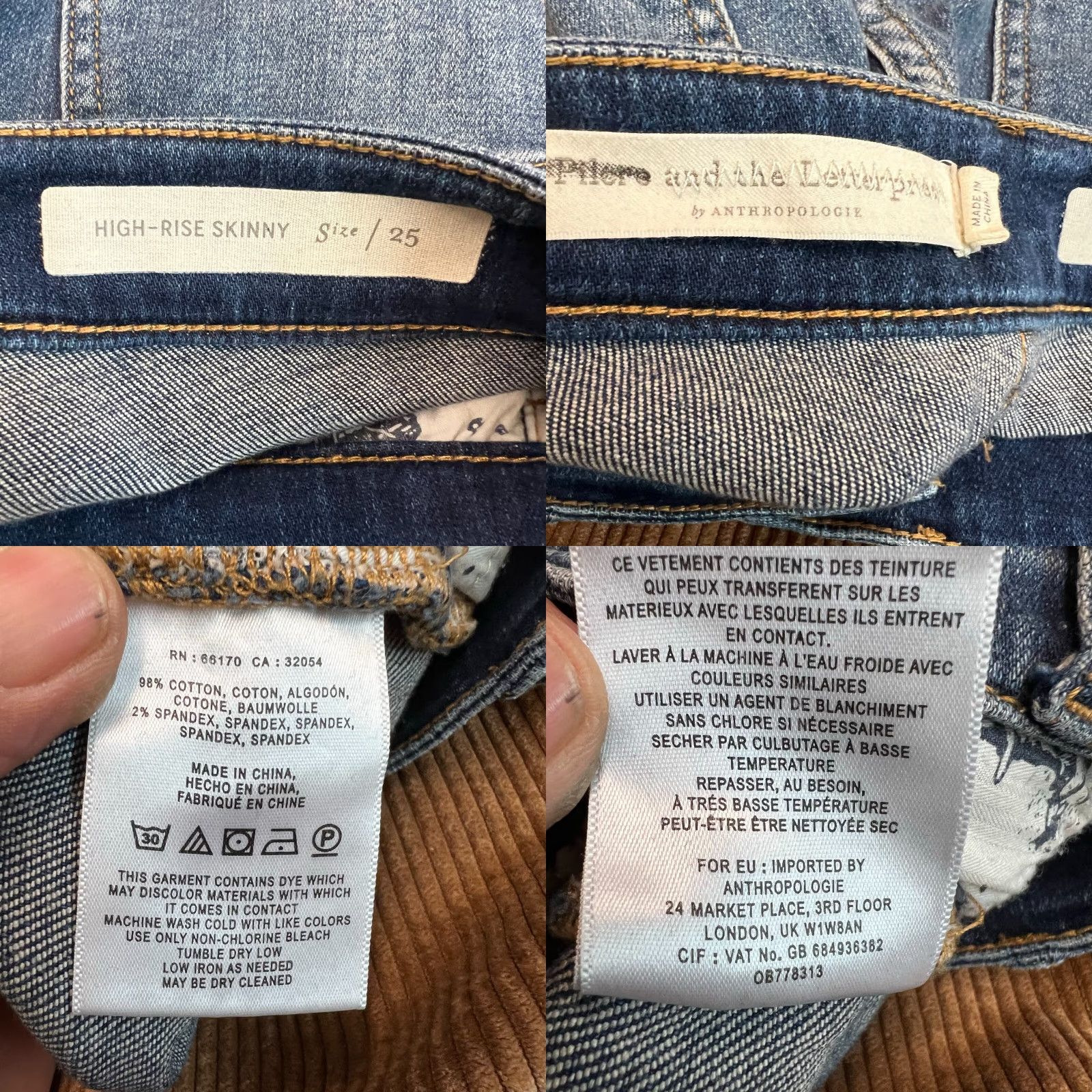 Vintage VINTAGE Anthropology Pilcro & The Letterpress Skinny Jeans Women's 25 Ankle Blue 26X28 Size 42" / US 20 - 8 Thumbnail