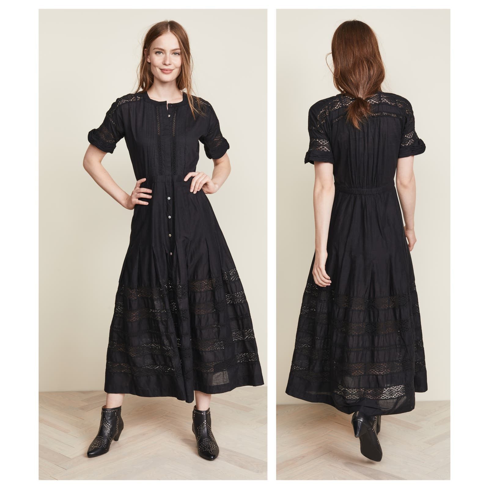image of Loveshackfancy Edie Dress (M) in Black, Women's (Size Medium)
