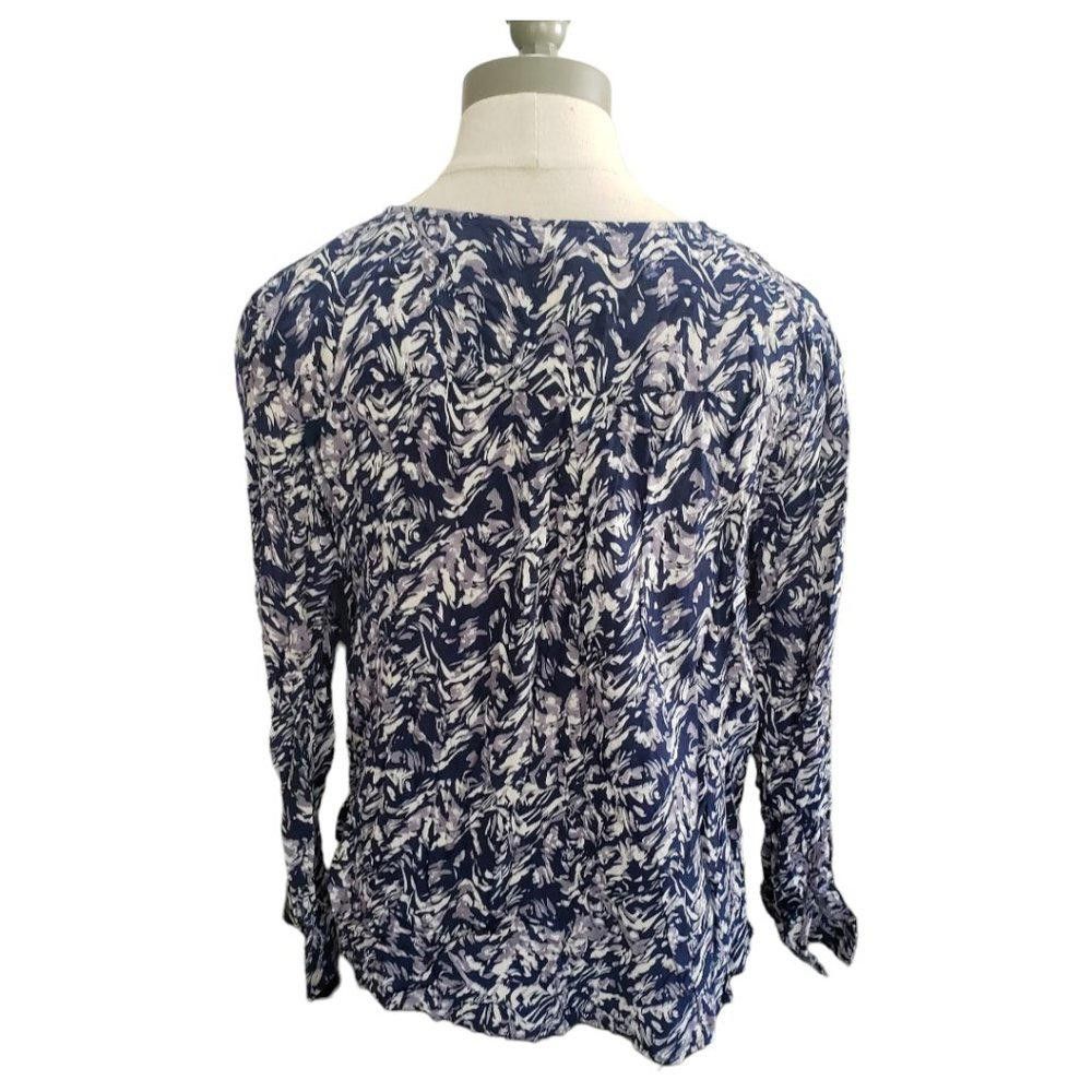 Designer CT900 Ethyl Blue & Gray Floral Pleated Button Down Shirt S Size S / US 4 / IT 40 - 3 Thumbnail