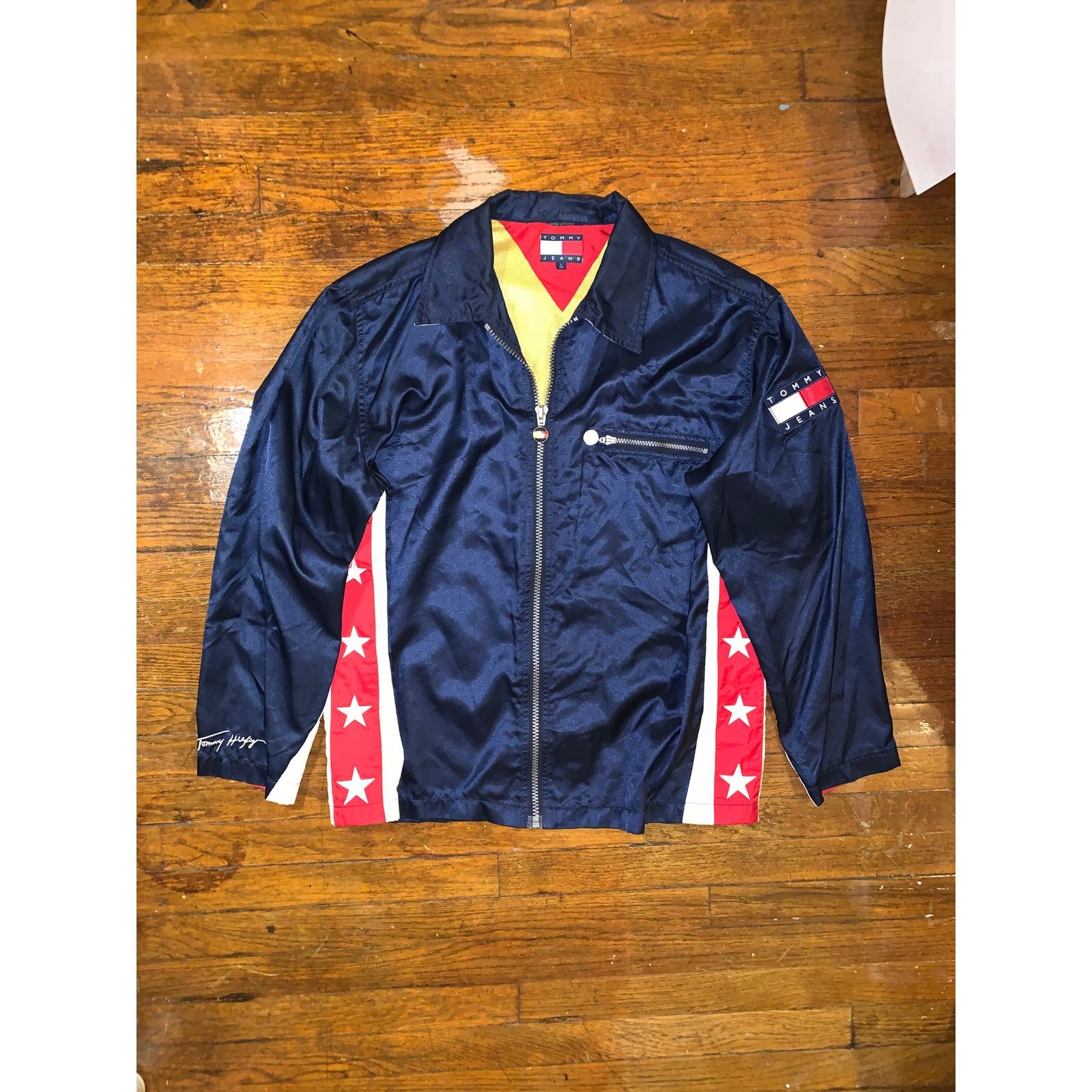 Tommy Hilfiger Vintage 90s Tommy Jeans Jacket Large USA Flag Stars Korea Size US L / EU 52-54 / 3 - 6 Thumbnail