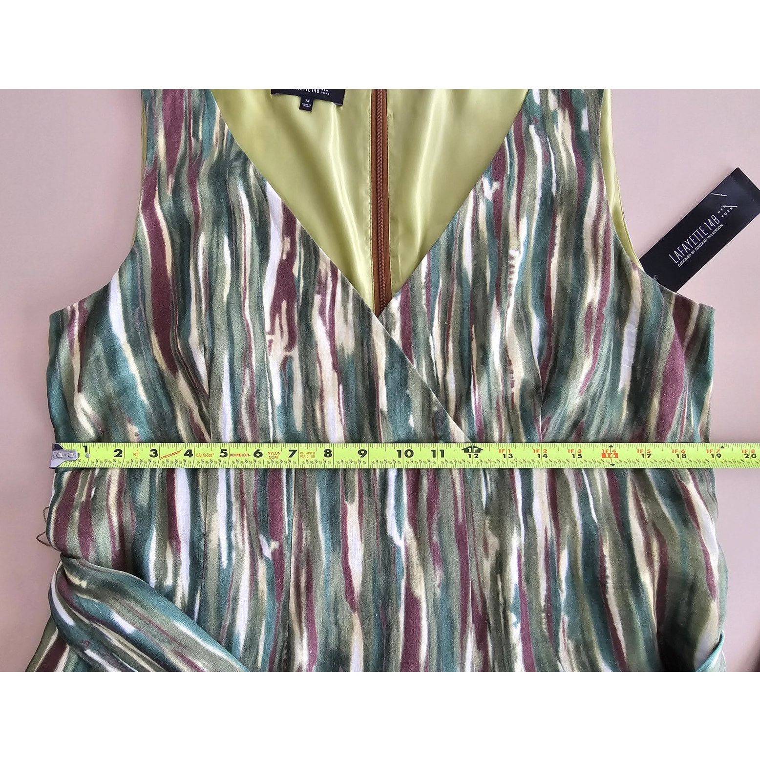 Lafayette 148 LAFAYETTE 148 Summer Sleeveless Green Linen Dress 14 $498 Size XL / US 12-14 / IT 48-50 - 7 Thumbnail