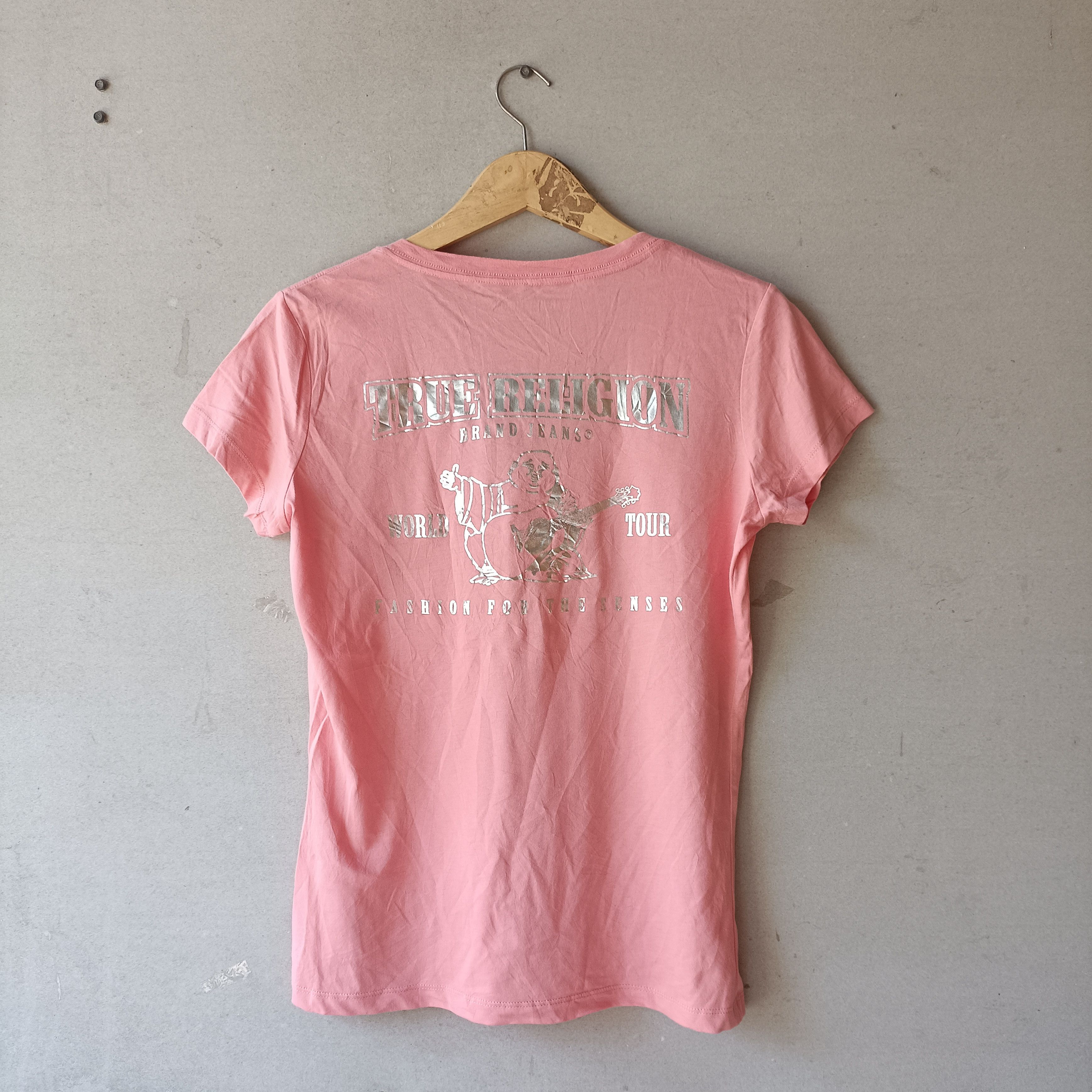 True Religion True Religion Foil Slim Vneck Shirt Pink baby tee y2k 2000s Size S / US 4 / IT 40 - 2 Thumbnail
