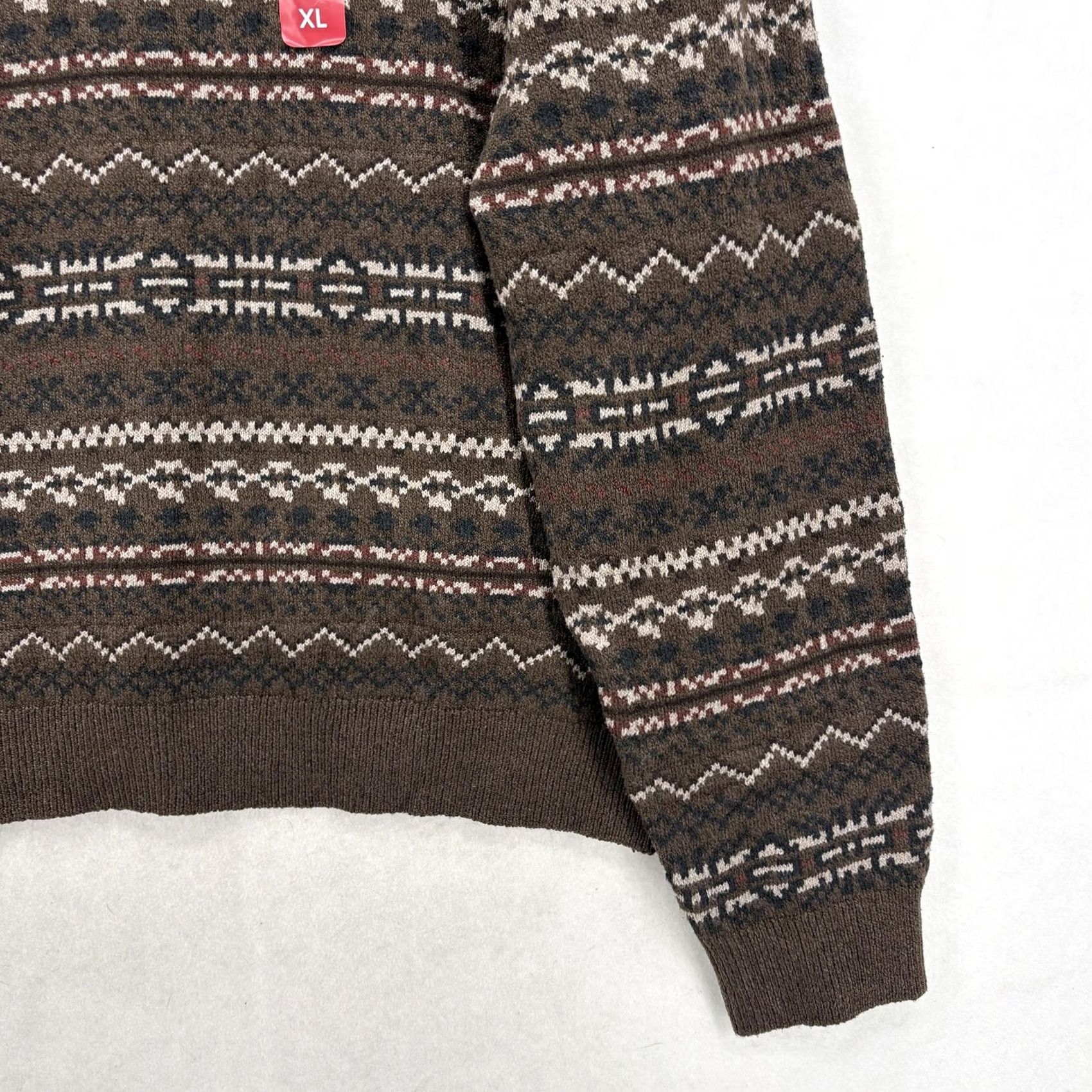 Lands' End Lands' End Sweater Mens XL Brown Fair Isle Crewneck Knit Stretch Pullover NWT Size US XL / EU 56 / 4 - 3 Thumbnail