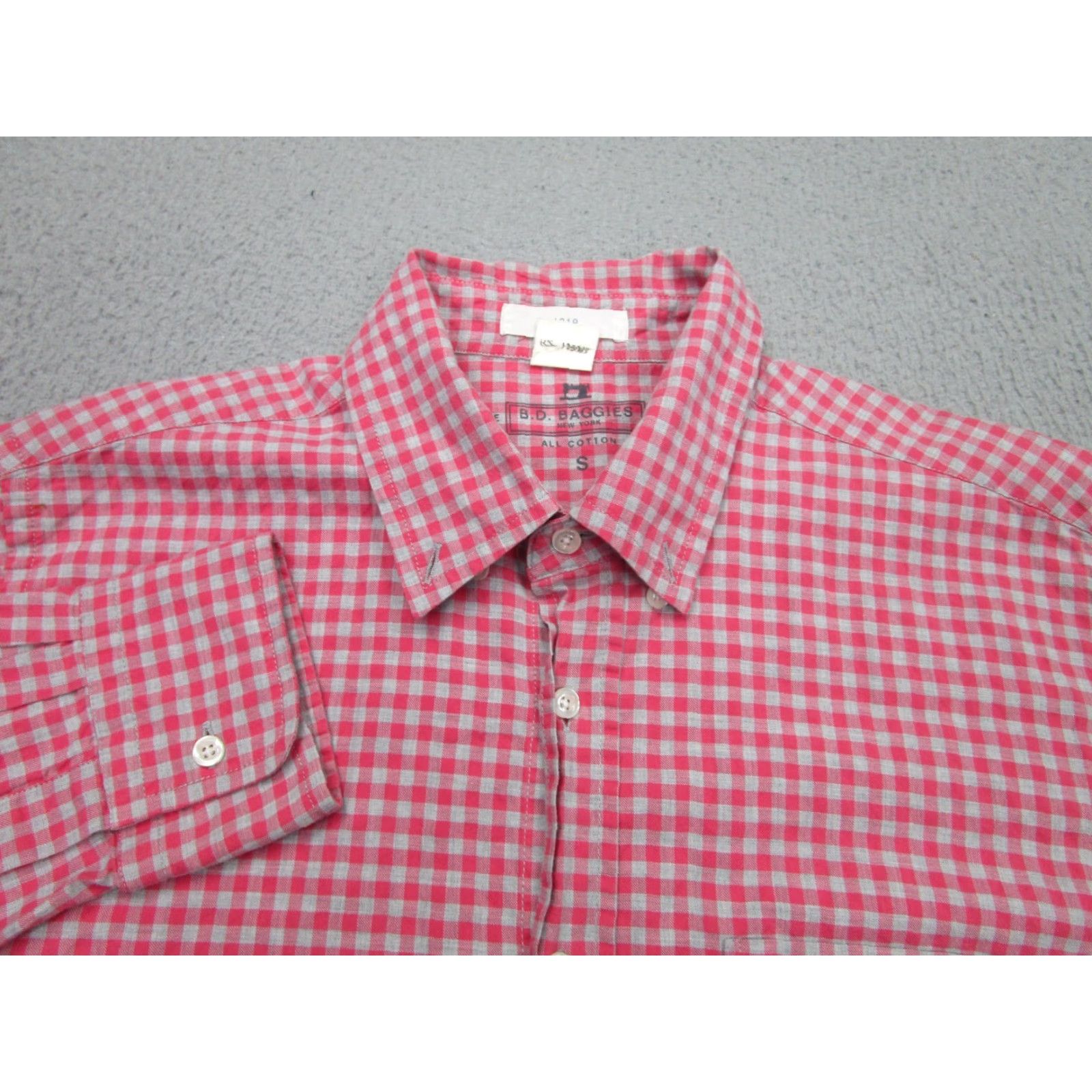 Vintage B.D. Baggies Button-Down Shirt Mens Small Red Plaid Gingham Check Cotton Woven Size US S / EU 44-46 / 1 - 3 Thumbnail
