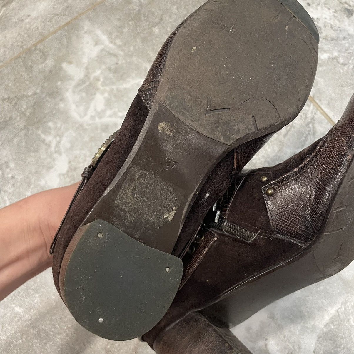 Japanese Brand 37 brown cyber punk cowboy western heels boots 90s aztek roc Size US 7 / IT 37 - 5 Thumbnail