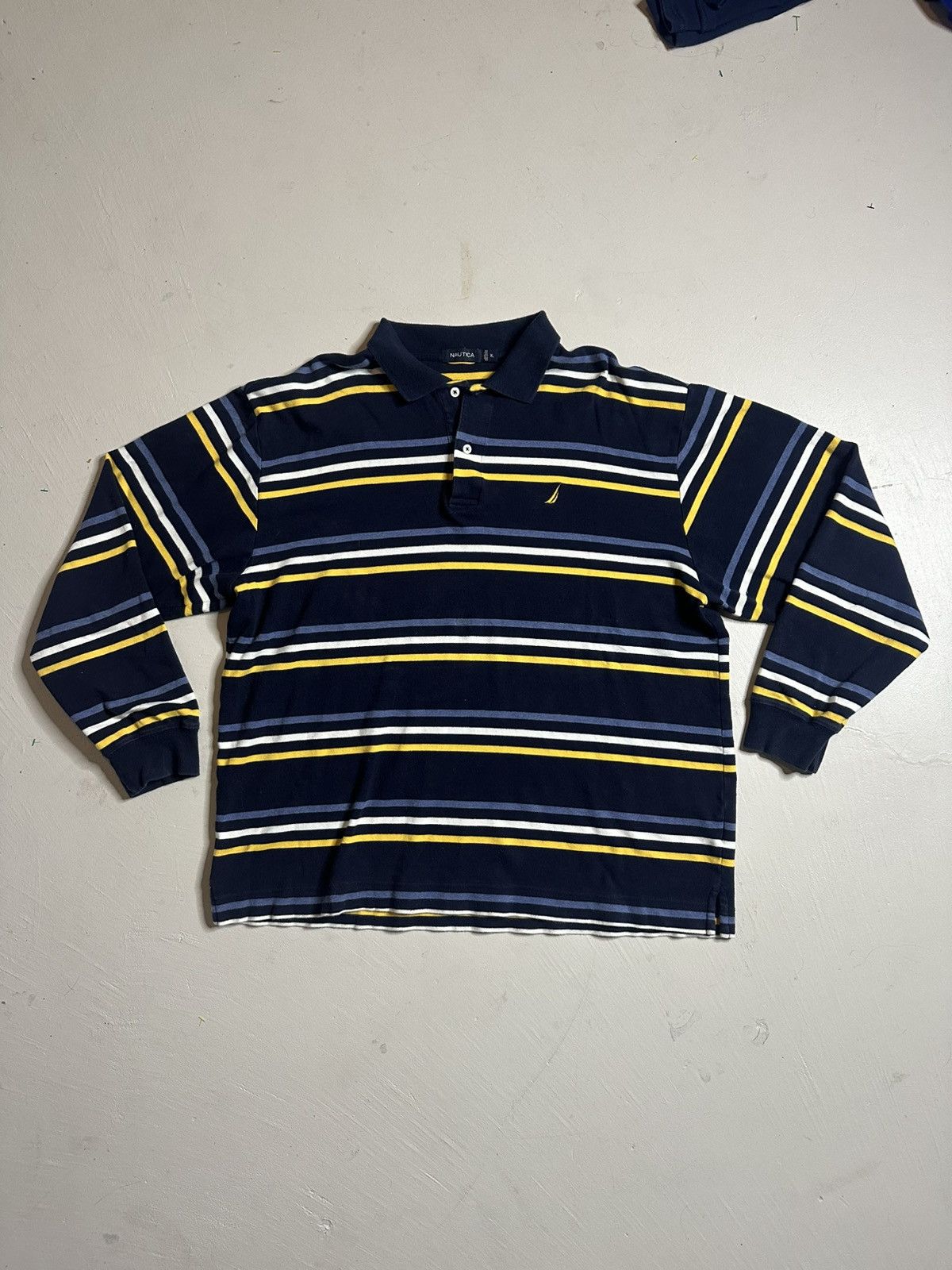 Nautica Vintage Nautica Rugby Style Longsleeve Striped Polo Shirt Size US XL / EU 56 / 4 - 3 Thumbnail