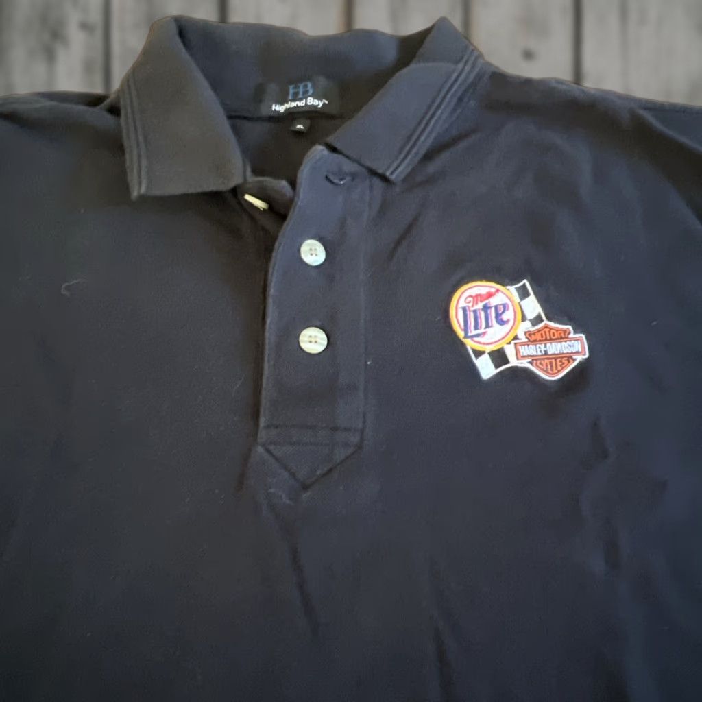 Harley Davidson VINTAGE Harley-Davidson Miller Lite Beer Polo Men’s XL Black Short Sleeve Logo Size US XL / EU 56 / 4 - 1 Thumbnail