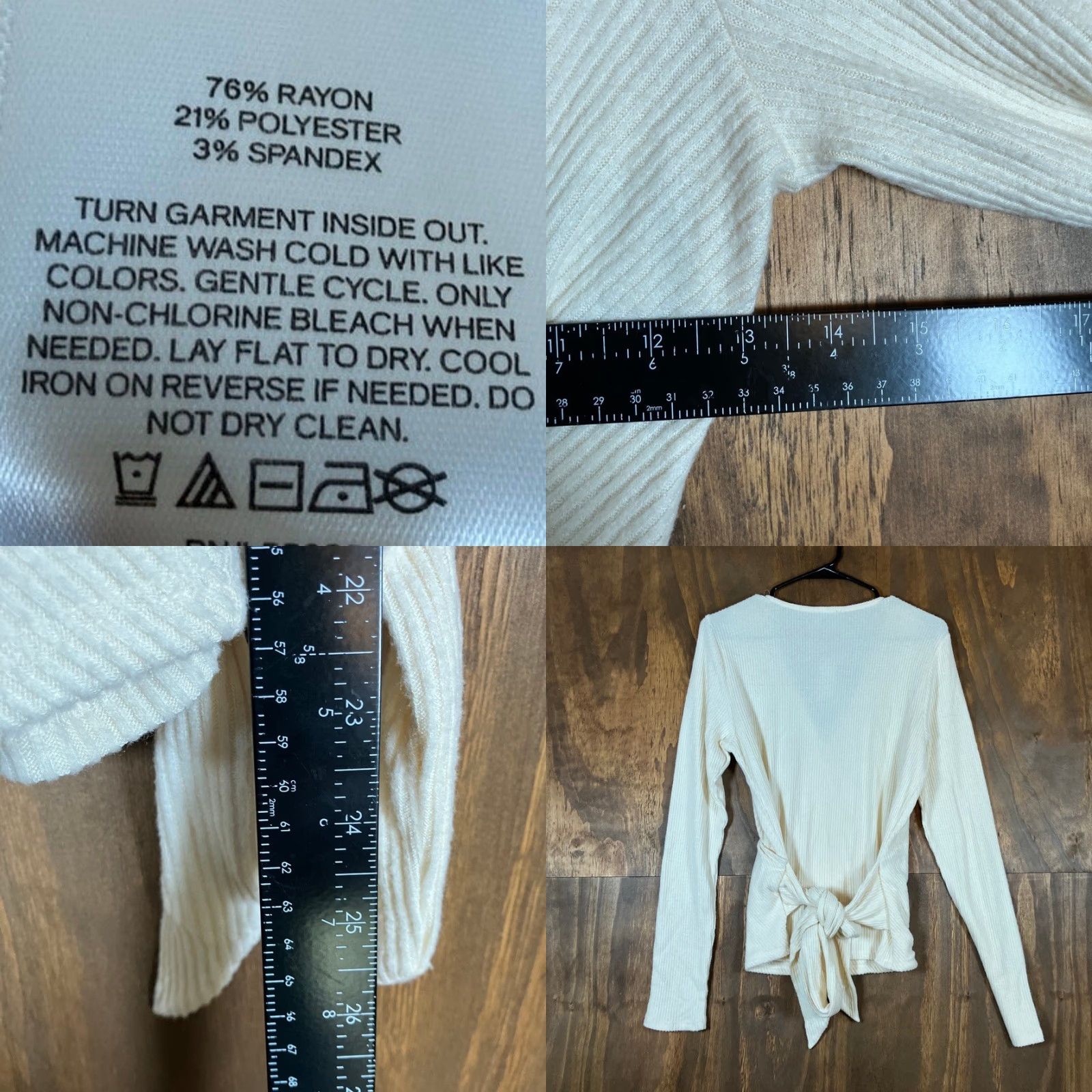 Express Express Sweater Women Cream Deep V Wrap Tie Waist Long Sleeve Knit Stretch L Size L / US 10 / IT 46 - 8 Thumbnail