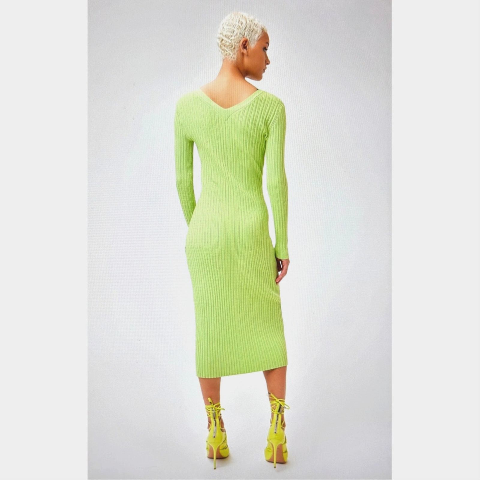 Other LITA By Ciara Rib Cardigan Button Front Midi Dress - Lime -S Size S / US 4 / IT 40 - 4 Thumbnail