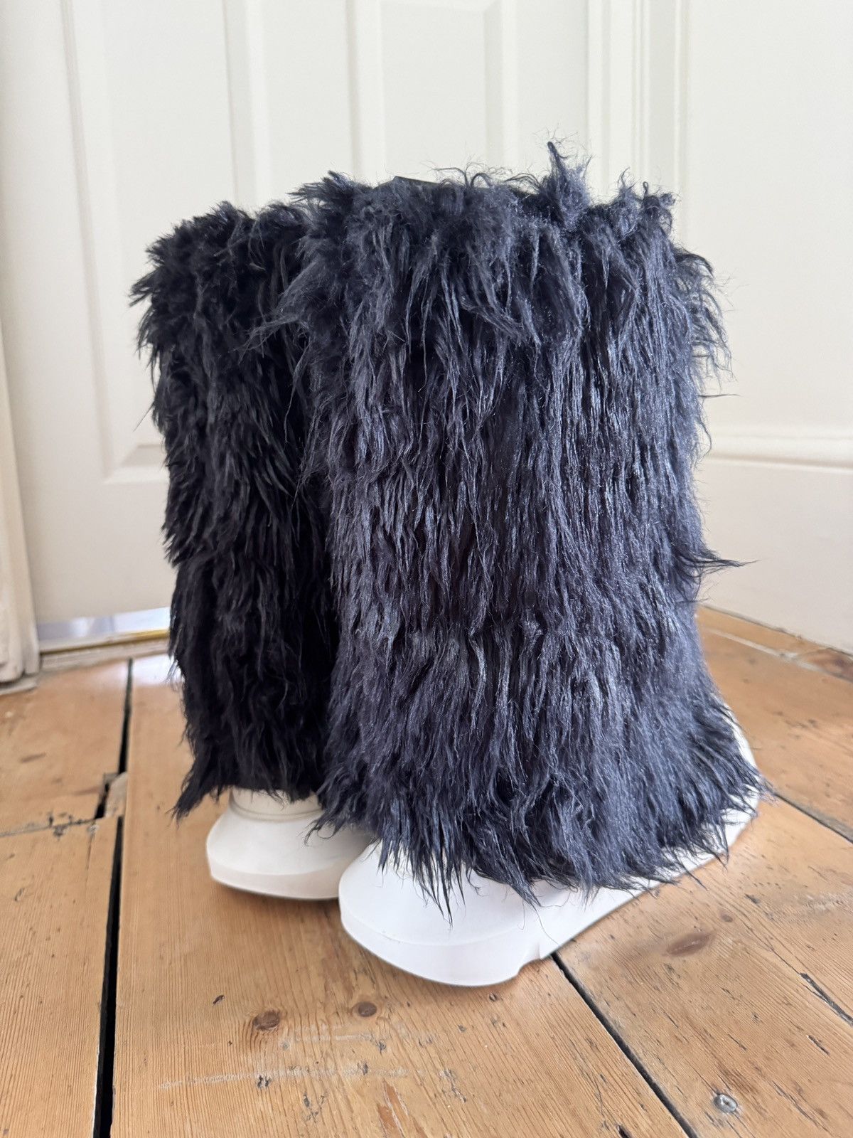Rick Owens Drkshdw Flared waxed fur boots, abstract soles Size US 11 / EU 44 - 3 Thumbnail