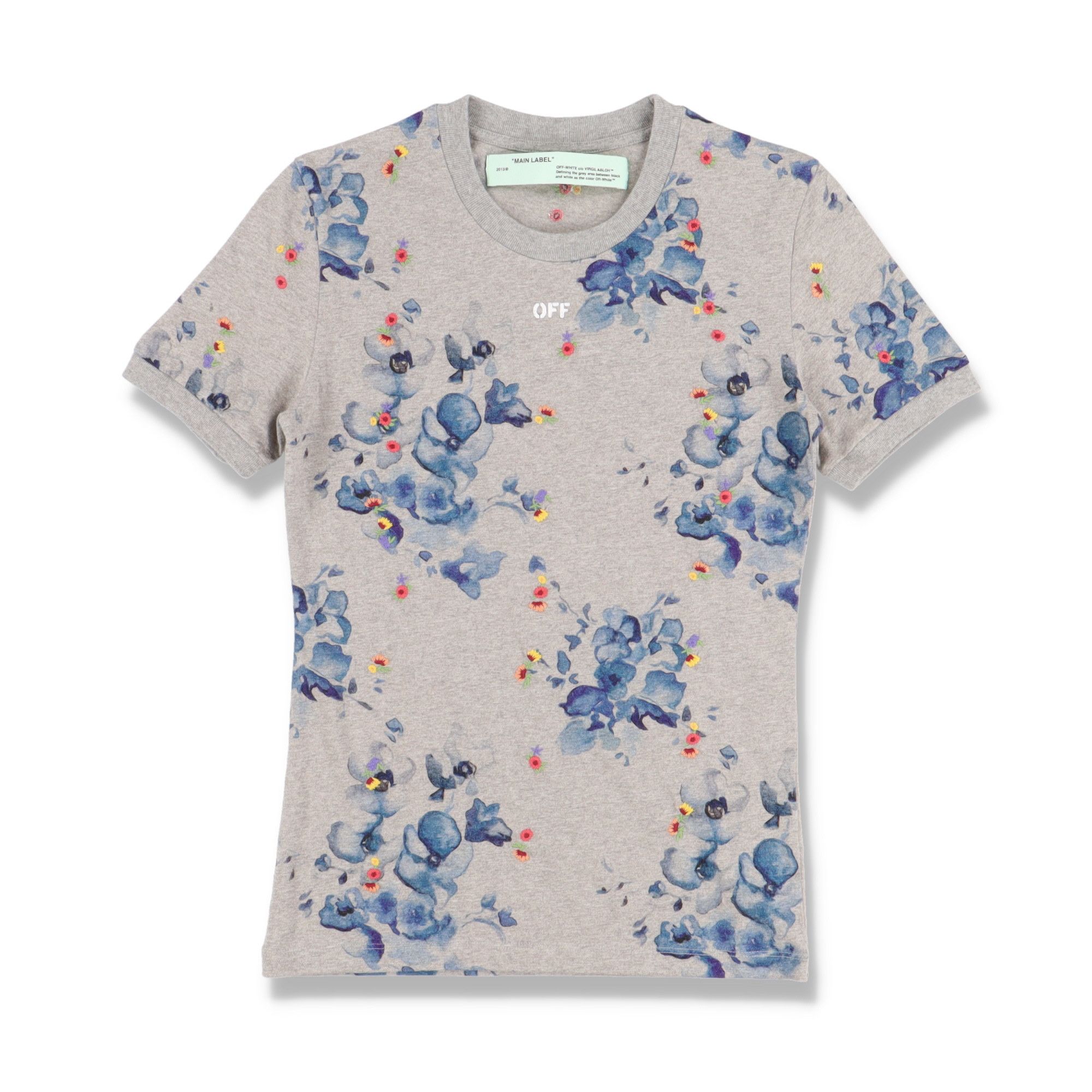 Off-White x Browns Grey Embroidered Floral Woman T-Shirt Size XS / US 0-2 / IT 36-38 - 3 Thumbnail