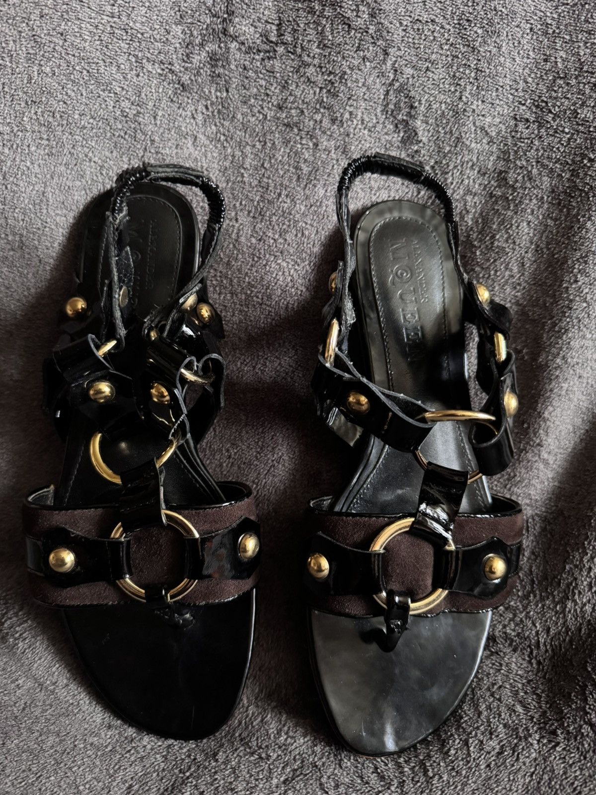 Alexander McQueen Alexander McQueen Womens Patent Leather Ankle Strap Sandals Size US 8 / IT 38 - 2 Thumbnail