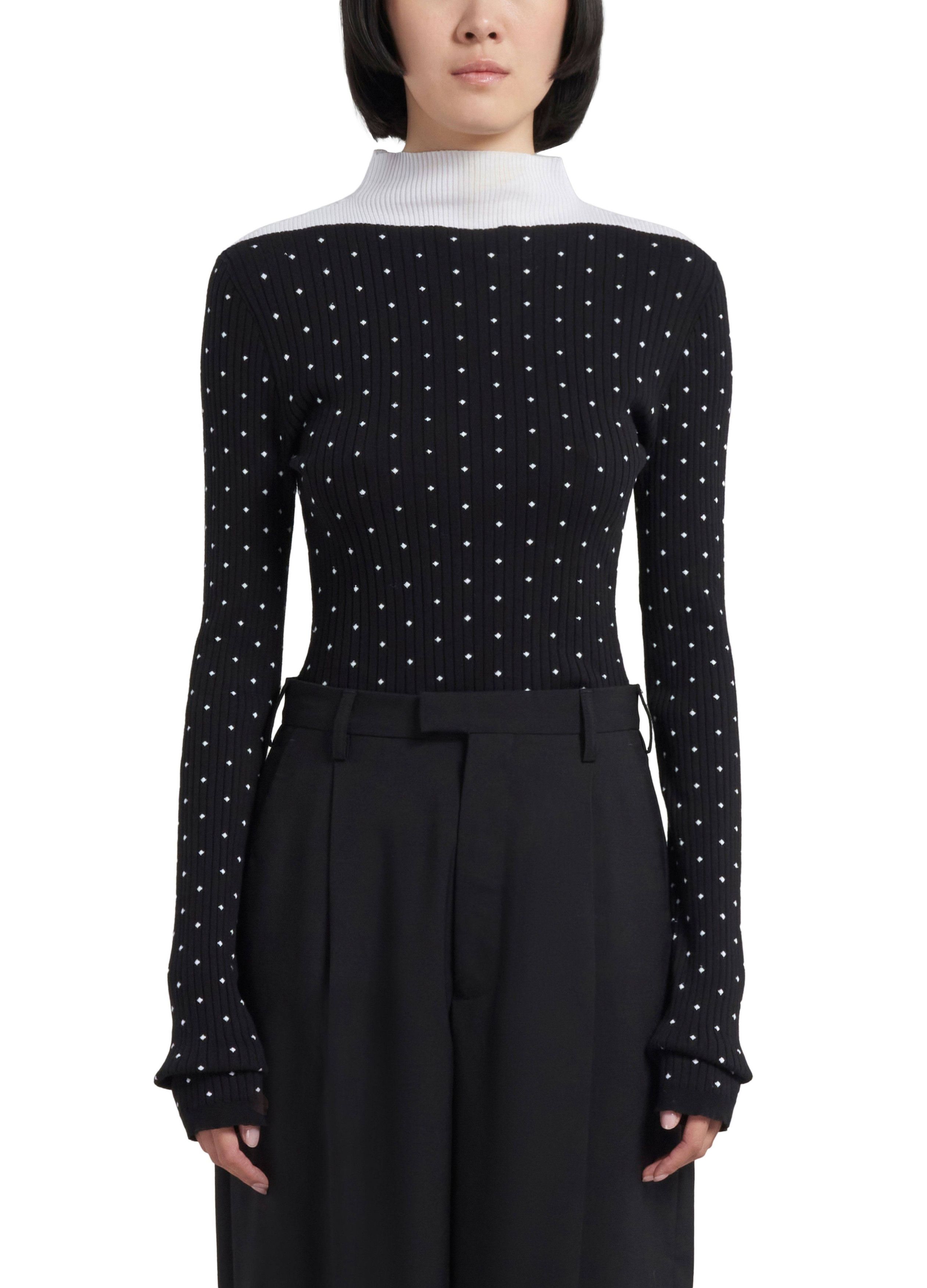 Marni o1w1db10824 Hi-neck Polka Dot Sweater in White Black Size XXL / US 16-18 / IT 52-54 - 4 Thumbnail