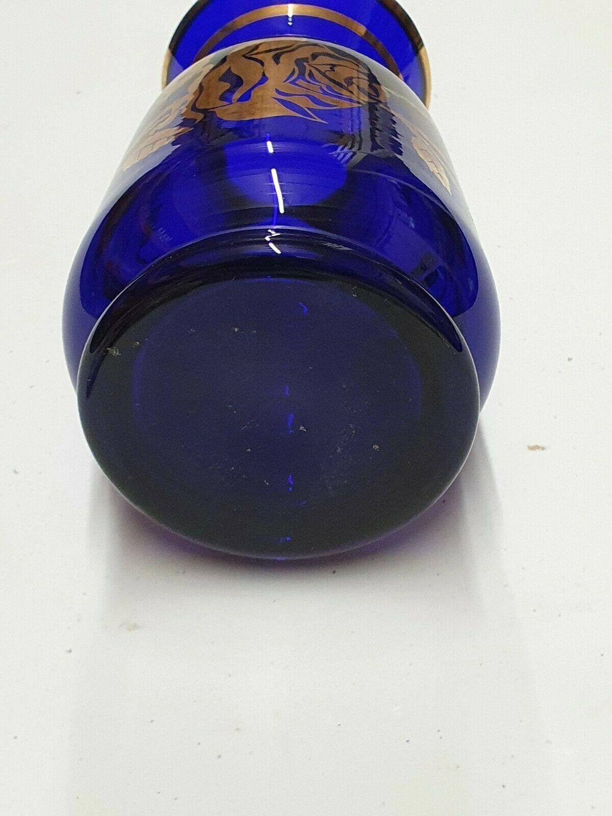 Other Bohemia Vintage Blue and Gold Crystal Glass Vase 6 1/8" Size ONE SIZE - 4 Thumbnail