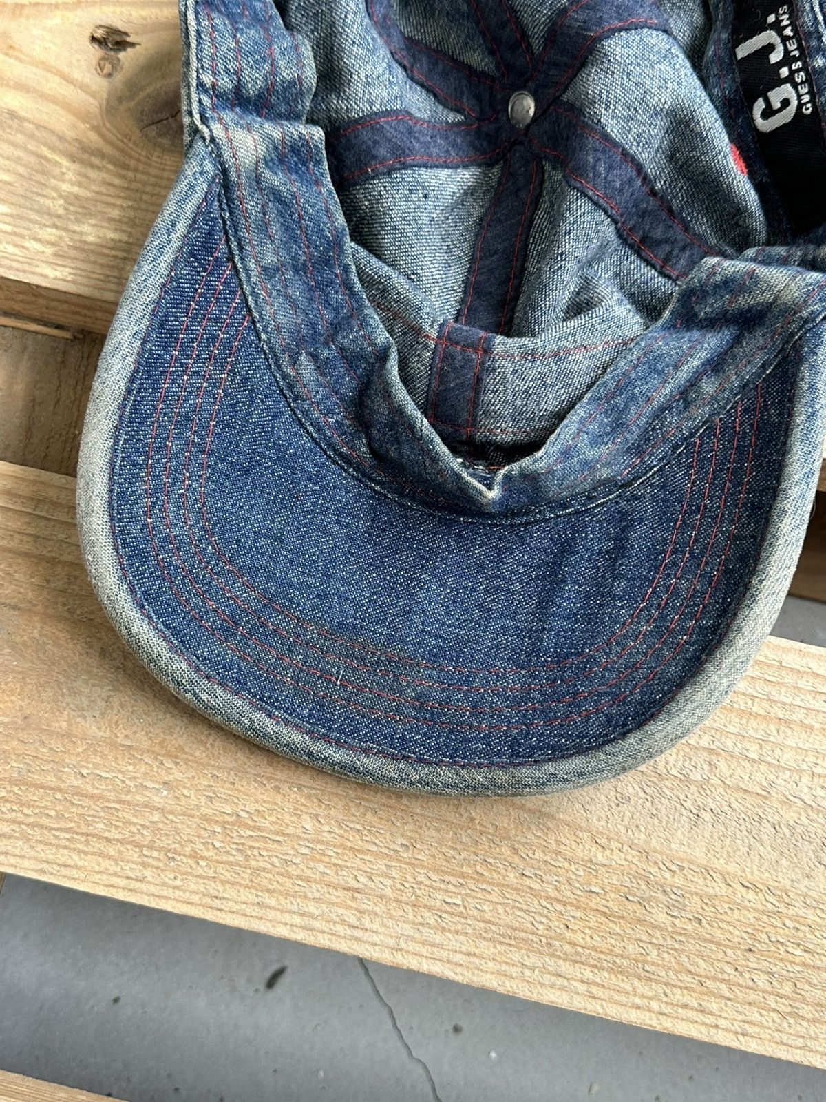 Guess Vintage Guess Blue Denim Leather Strap Cap Size ONE SIZE - 9 Thumbnail