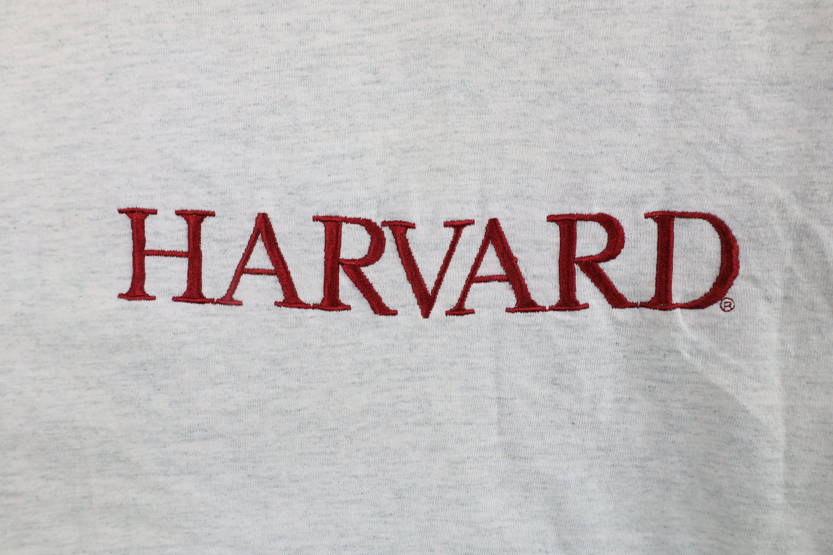 Vintage Vintage 90s Harvard University Short Sleeve T-Shirt Gray USA Size US XL / EU 56 / 4 - 4 Thumbnail