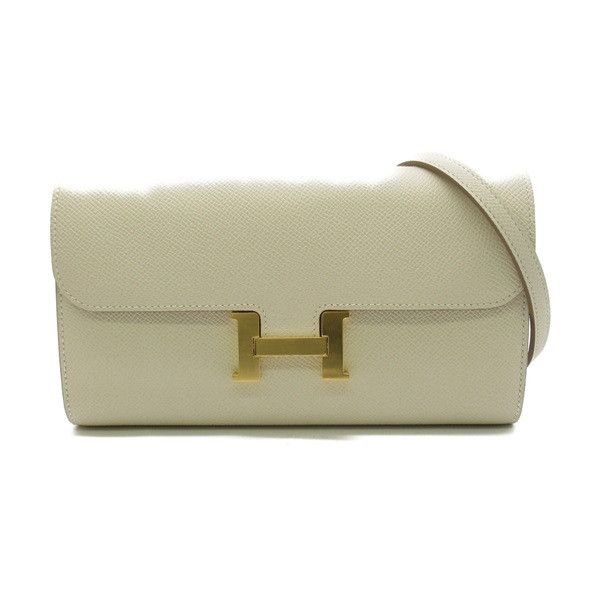 image of Hermes Epsom Constance Long To Go Wallet in White, Women's