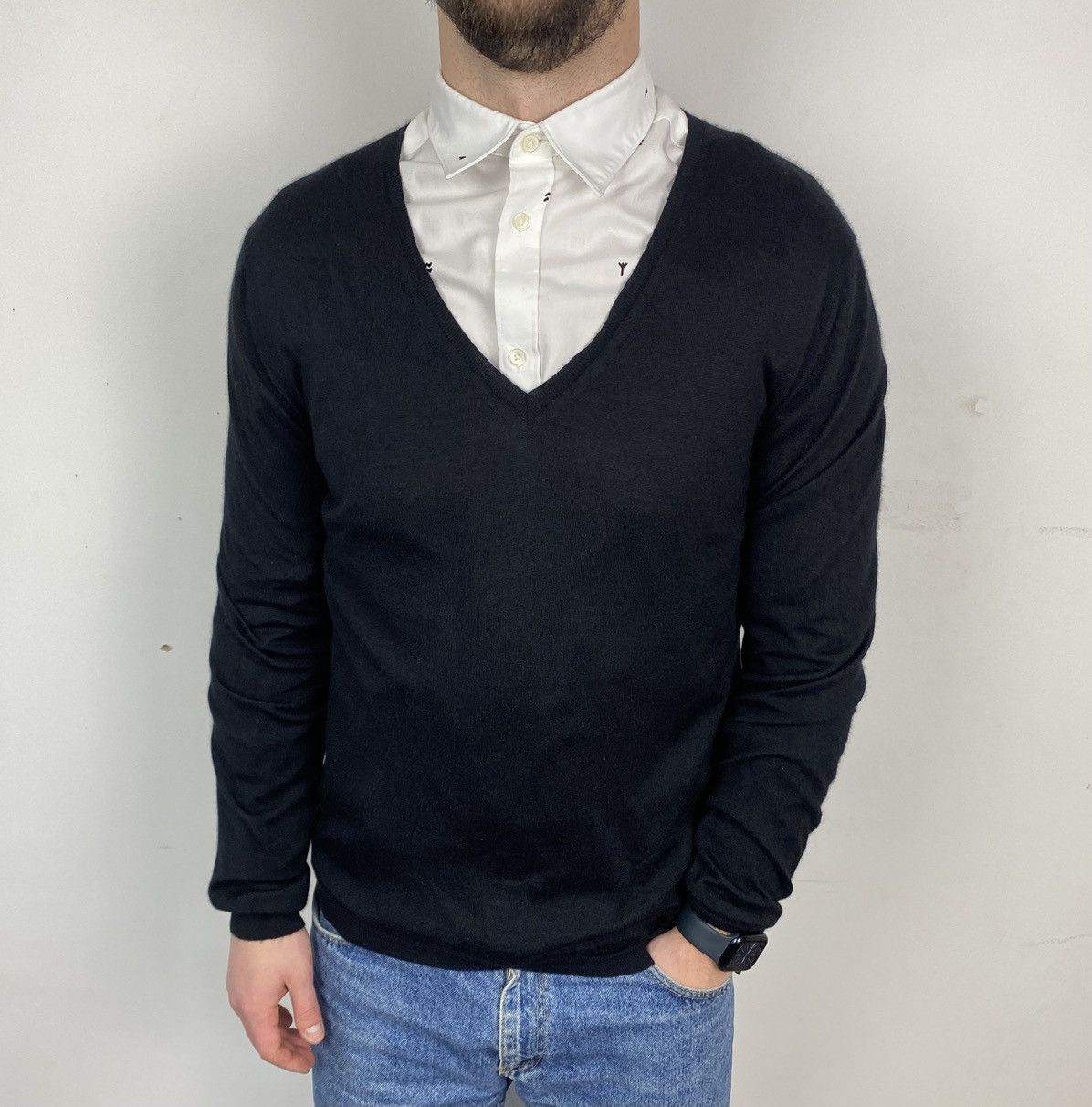 Prada Men’s PRADA V-Neck Cashmere/Silk Sweater size 54 Size US L / EU 52-54 / 3 - 2 Thumbnail