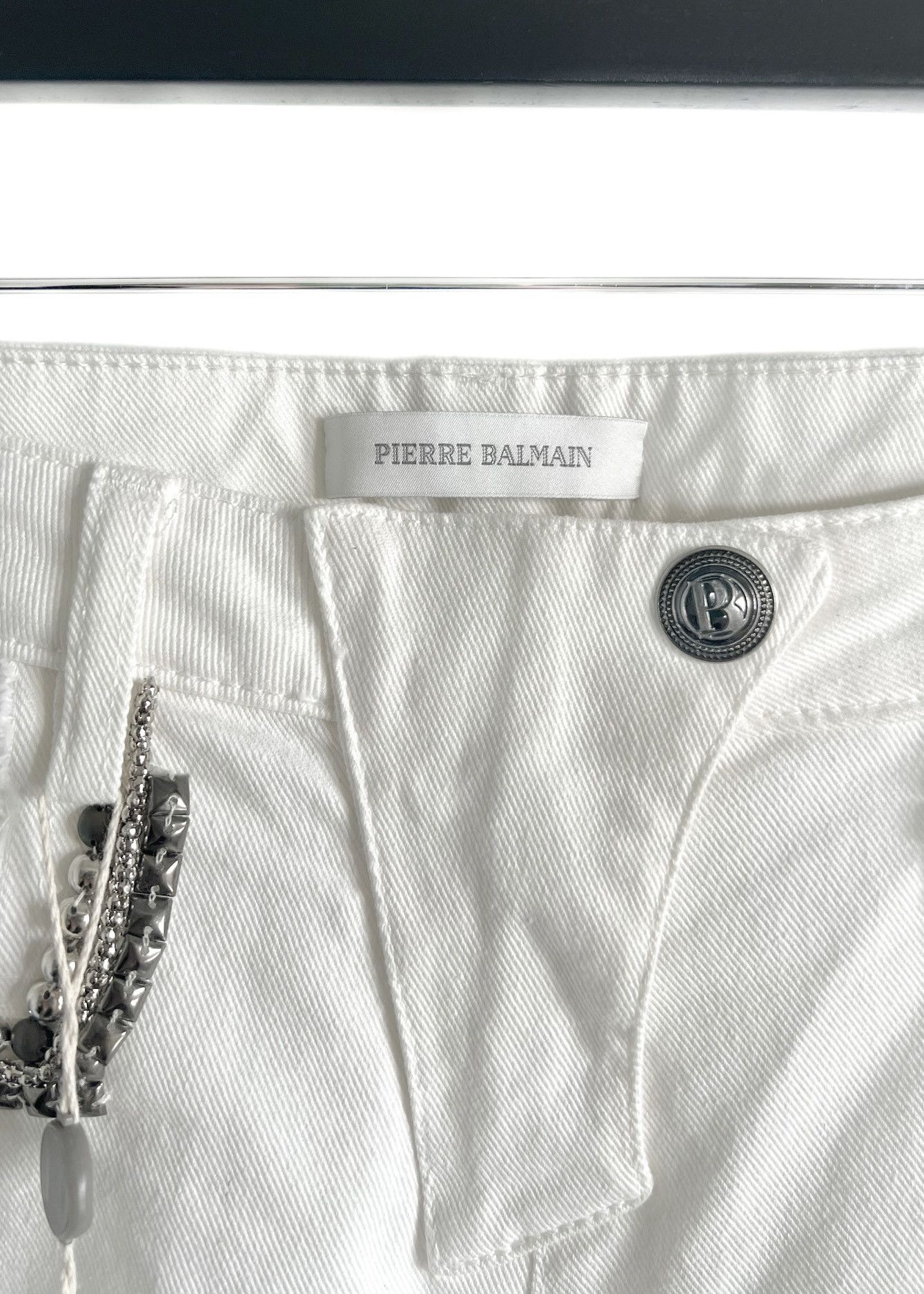 Pierre Balmain Pierre Balmain White Studded Embellished Biker Jeans Size 27" / US 4 / IT 40 - 3 Thumbnail