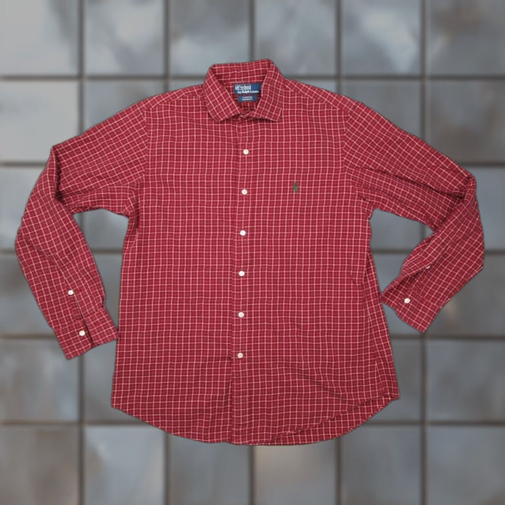 Polo Ralph Lauren VINTAGE Polo Ralph Lauren Shirt Men's Large Red Check Long Sleeve Button-Up Casual Classic Autumn Winter Size US L / EU 52-54 / 3 - 1 Thumbnail
