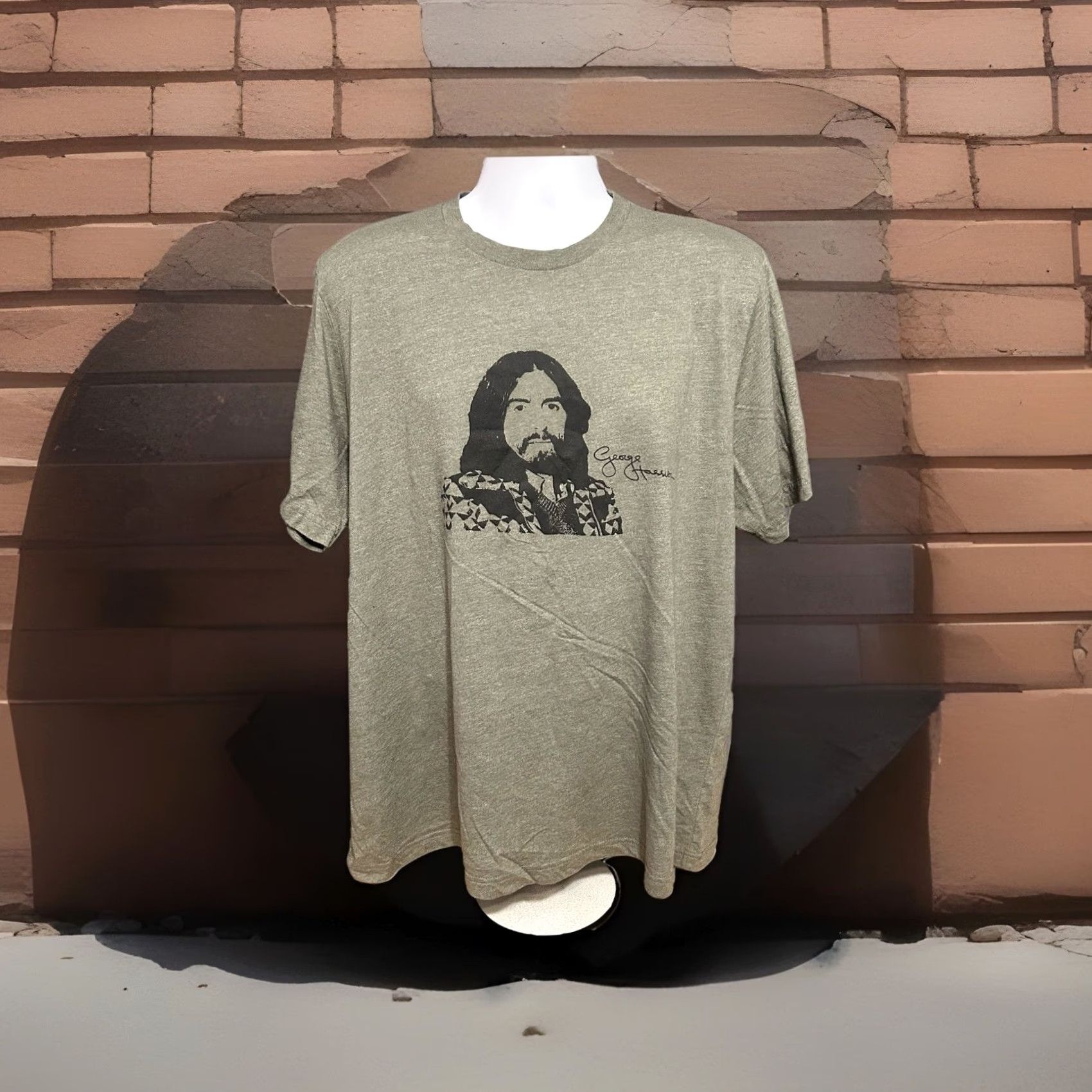 George VINTAGE George Harrison Shirt Men 2XL Heather Green Short Sleeve Front Face Graphic Size US XXL / EU 58 / 5 - 6 Thumbnail