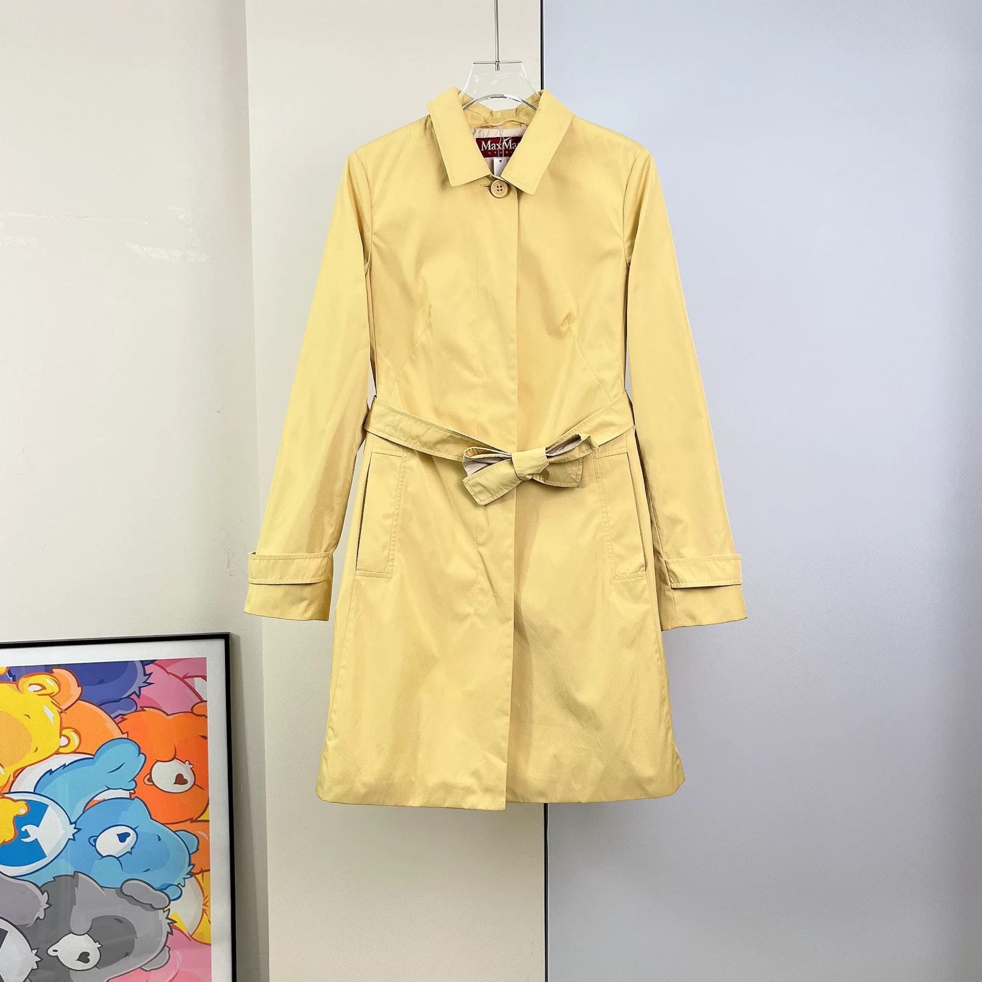MaxMara Yellow Belted Trench Coat
