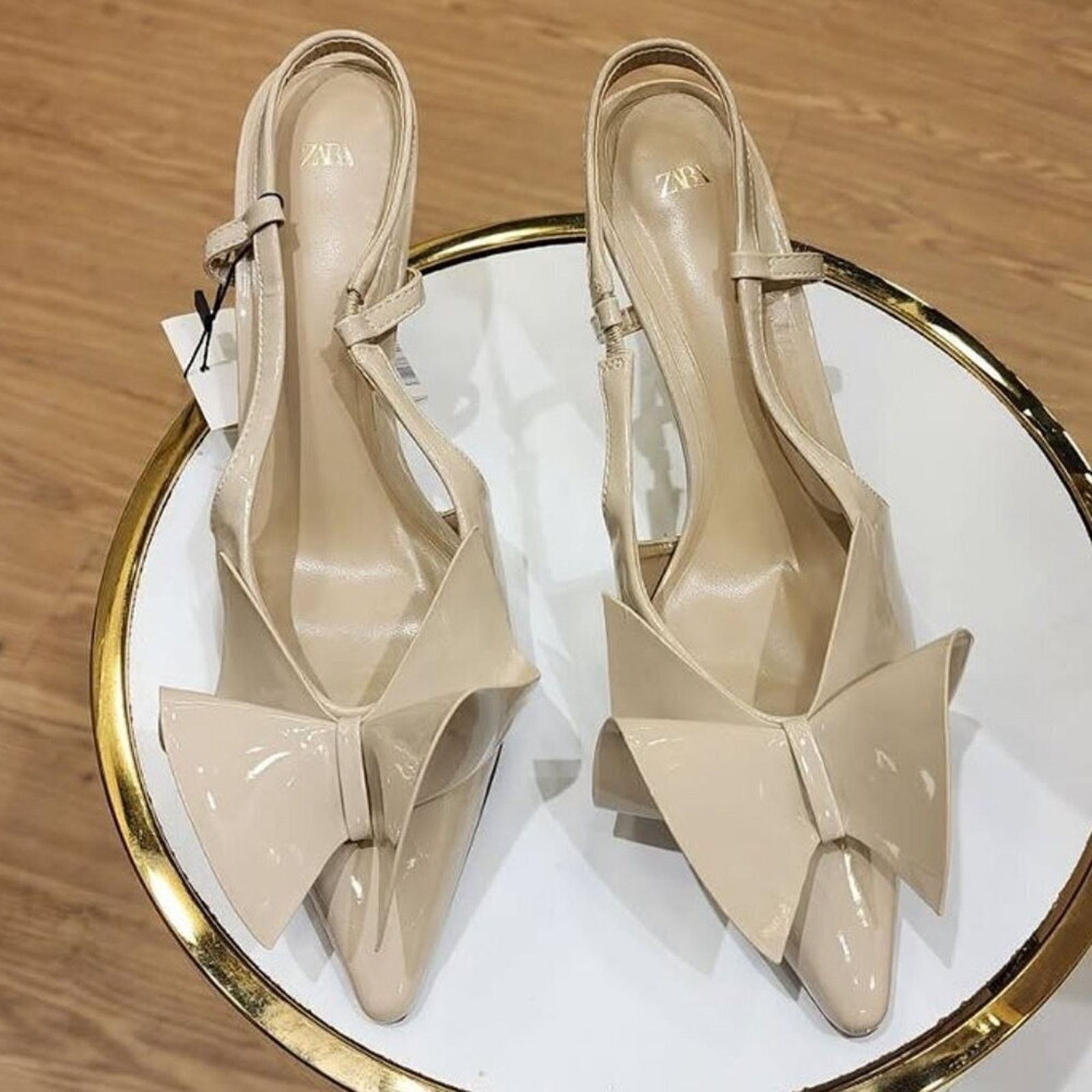 Zara ZARA Faux Patent Leather Slingbacks Size US 7.5 / IT 37.5 - 8 Thumbnail