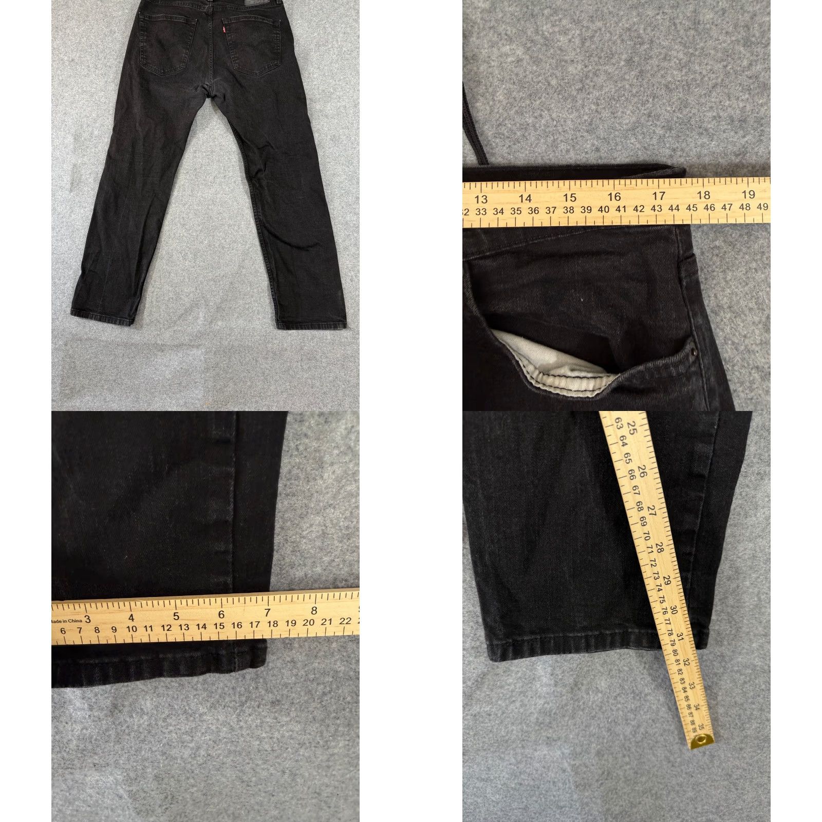 Levi's VINTAGE Levi’s 505 Jeans Mens 36x32 Black Denim Straight Leg Stretch 5-Pocket Design Streetwear 505 Model Mens Jeans Size US 36 / EU 52 - 9 Thumbnail