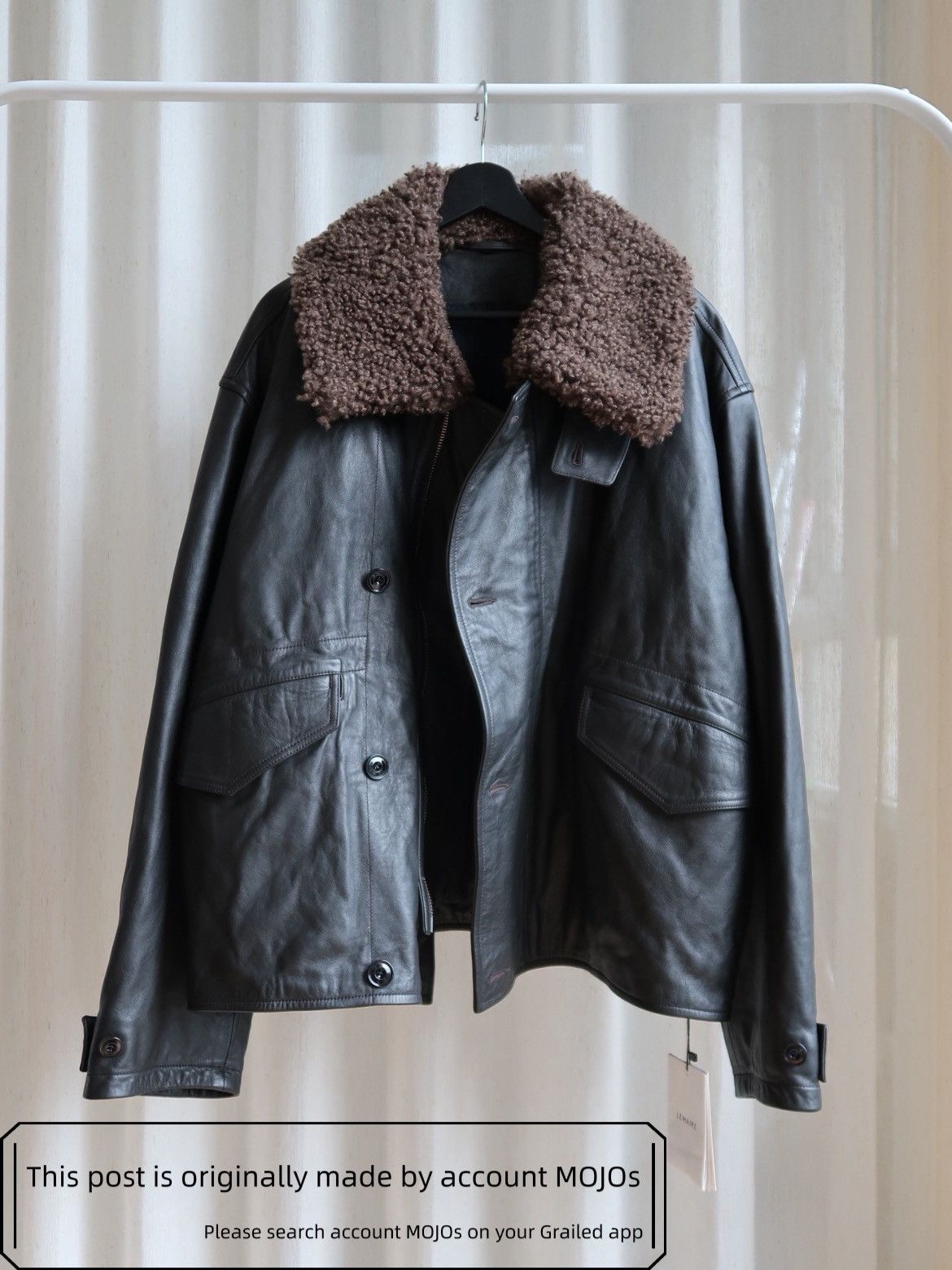 Lemaire Sz L Lemaire 24AW Shearling - Trimmed Leather Blouson mojos2 Size US L / EU 52-54 / 3 - 1 Thumbnail