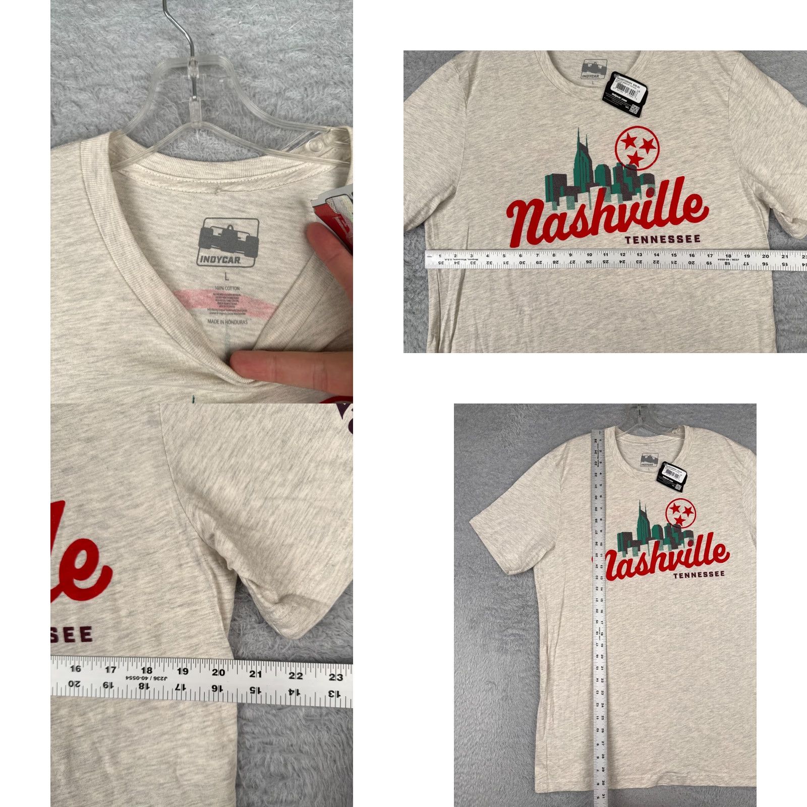 Vintage Nashville Grand Prix Shirt Legends Global Merchandise Adult Large Beige Short Sleeve Crew Neck Indycar Indy T-Shirt Car Racing Logo Men’s Large Beige Size US L / EU 52-54 / 3 - 8 Thumbnail