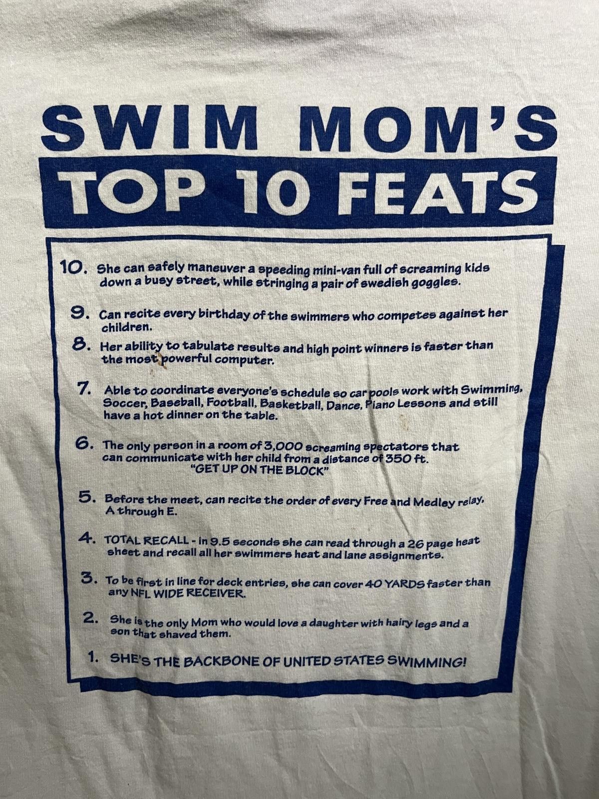All Sport VTG Swim Mom T-shirt Swimming Coach Top Ten Swim Parent L Size US L / EU 52-54 / 3 - 6 Thumbnail