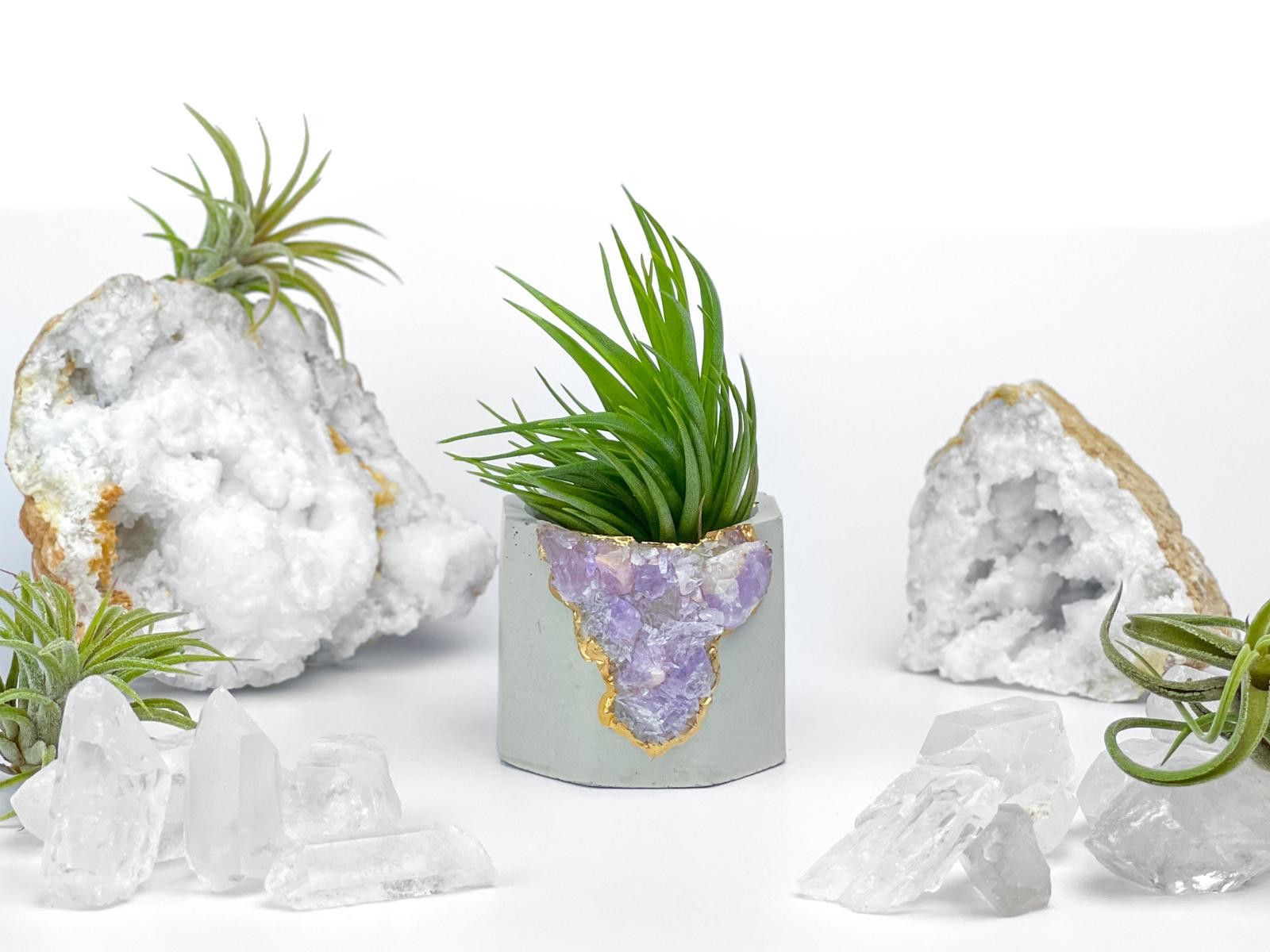 Other Amethyst Crystal Geode Planter Concrete Succulent Pot Size ONE SIZE - 2 Thumbnail