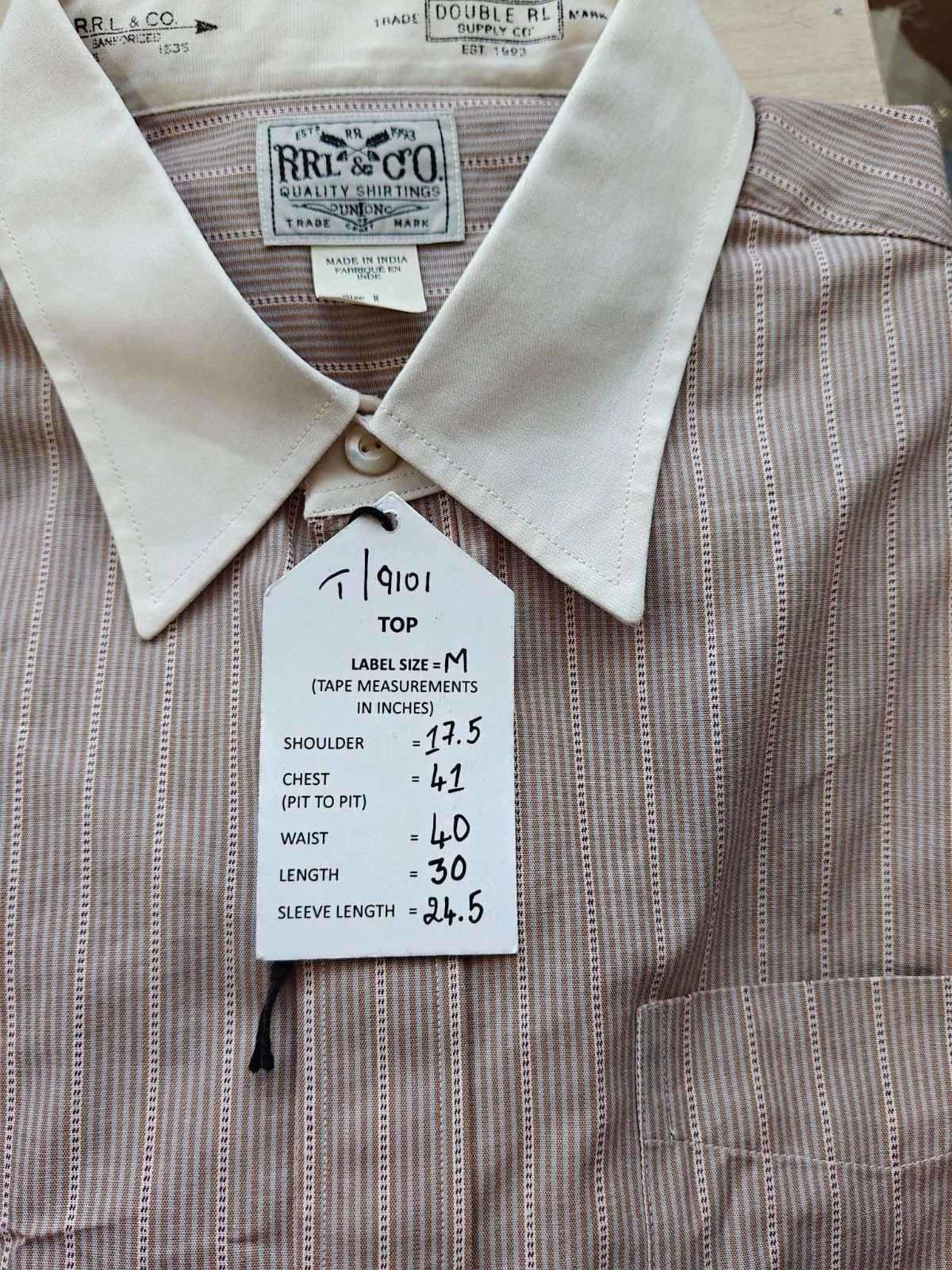 RRL Ralph Lauren Double RL Slim Fit Striped Dobby Shirt T 9101 Size US M / EU 48-50 / 2 - 6 Thumbnail