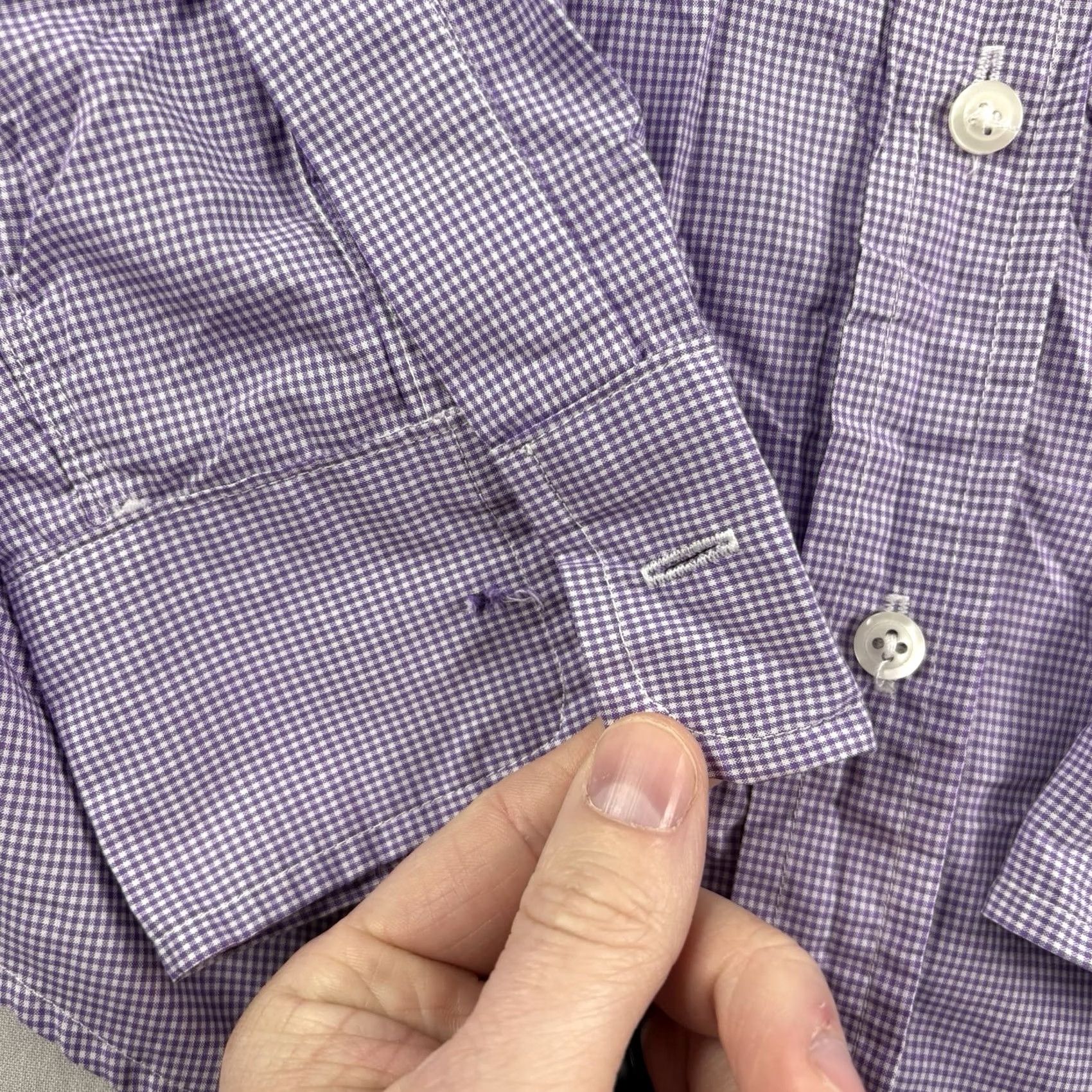 Vintage Frank & Eileen Shirt Womens XS Purple Gingham Check Button-Up Cotton Size XS / US 0-2 / IT 36-38 - 2 Thumbnail