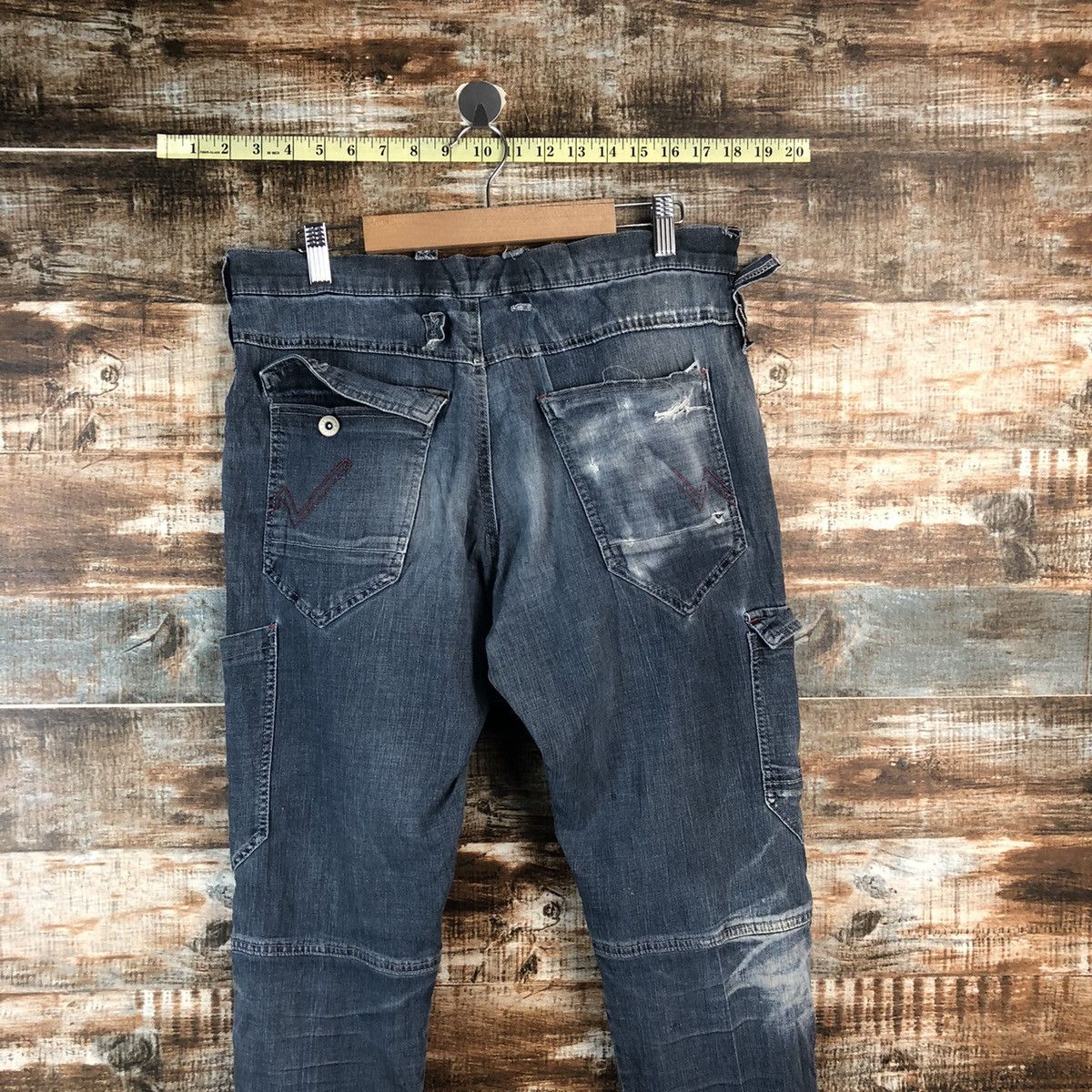 Japanese Brand Field Core Blue Distressed Denim Pants #A2106 Size US 32 / EU 48 - 16 Thumbnail