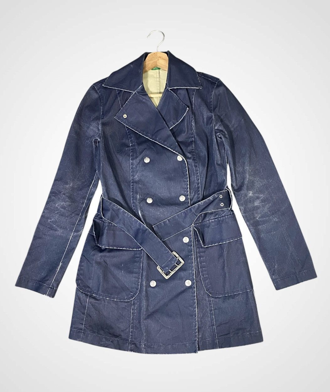 United Colors Of Benetton Rare United Color of Benetton Denim Trench Coat Size S / US 4 / IT 40 - 1 Thumbnail