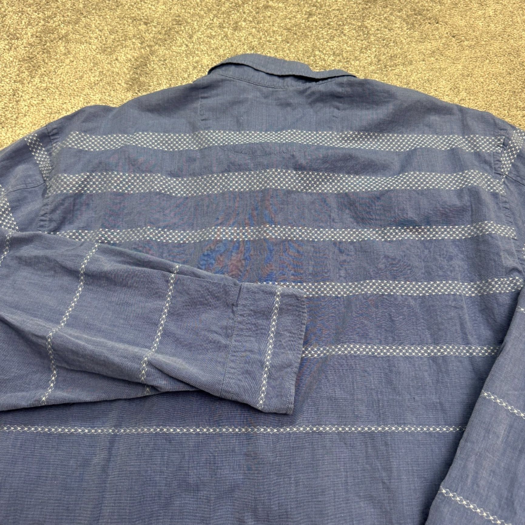 Tommy Bahama Tommy Bahama Shirt Textured Button Down Mens XL Blue Striped Long Sleeve Size US XL / EU 56 / 4 - 3 Thumbnail