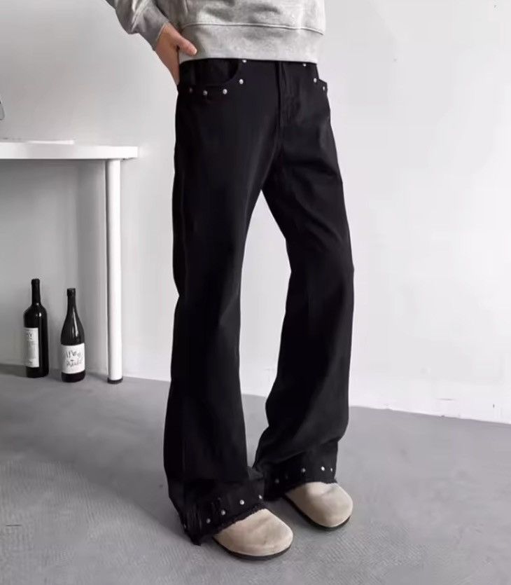 Japanese Brand Opium Frayed Button Stud Stacked Flared Jeans Size US 35 - 7 Thumbnail