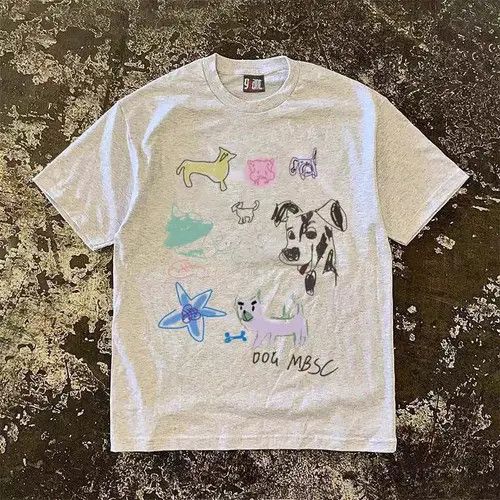 Japanese Brand Street Short Sleeve T-Shirt Light Grey Loose Printed Graphic Size US XL / EU 56 / 4 - 7 Thumbnail