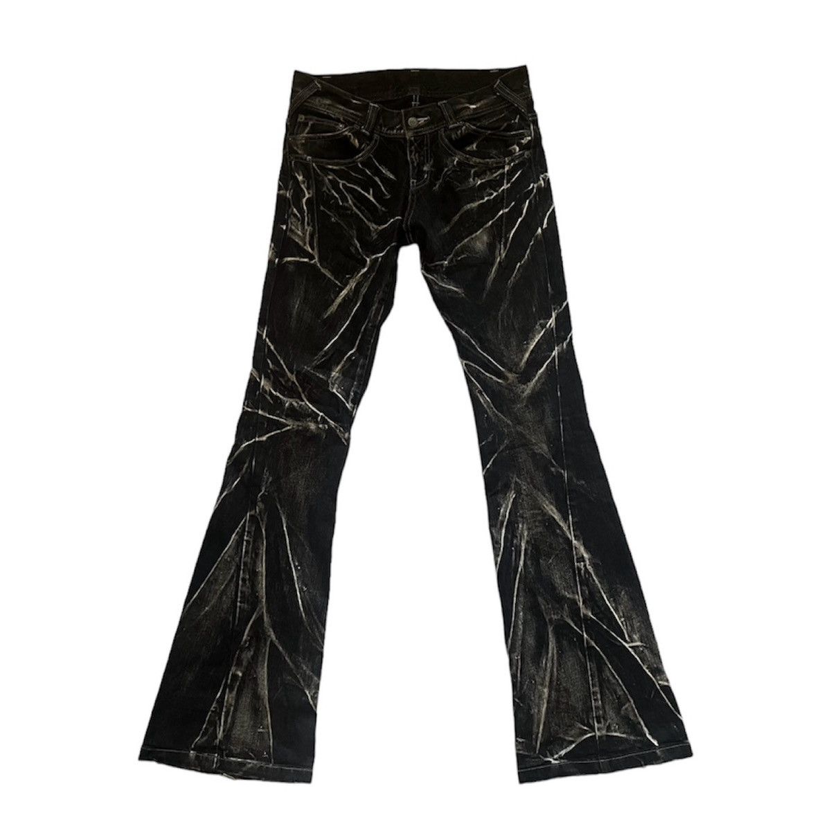 Image of Tornado Mart Japan Tornado Mart Black Acid Wash Flares, Men's (Size 30)